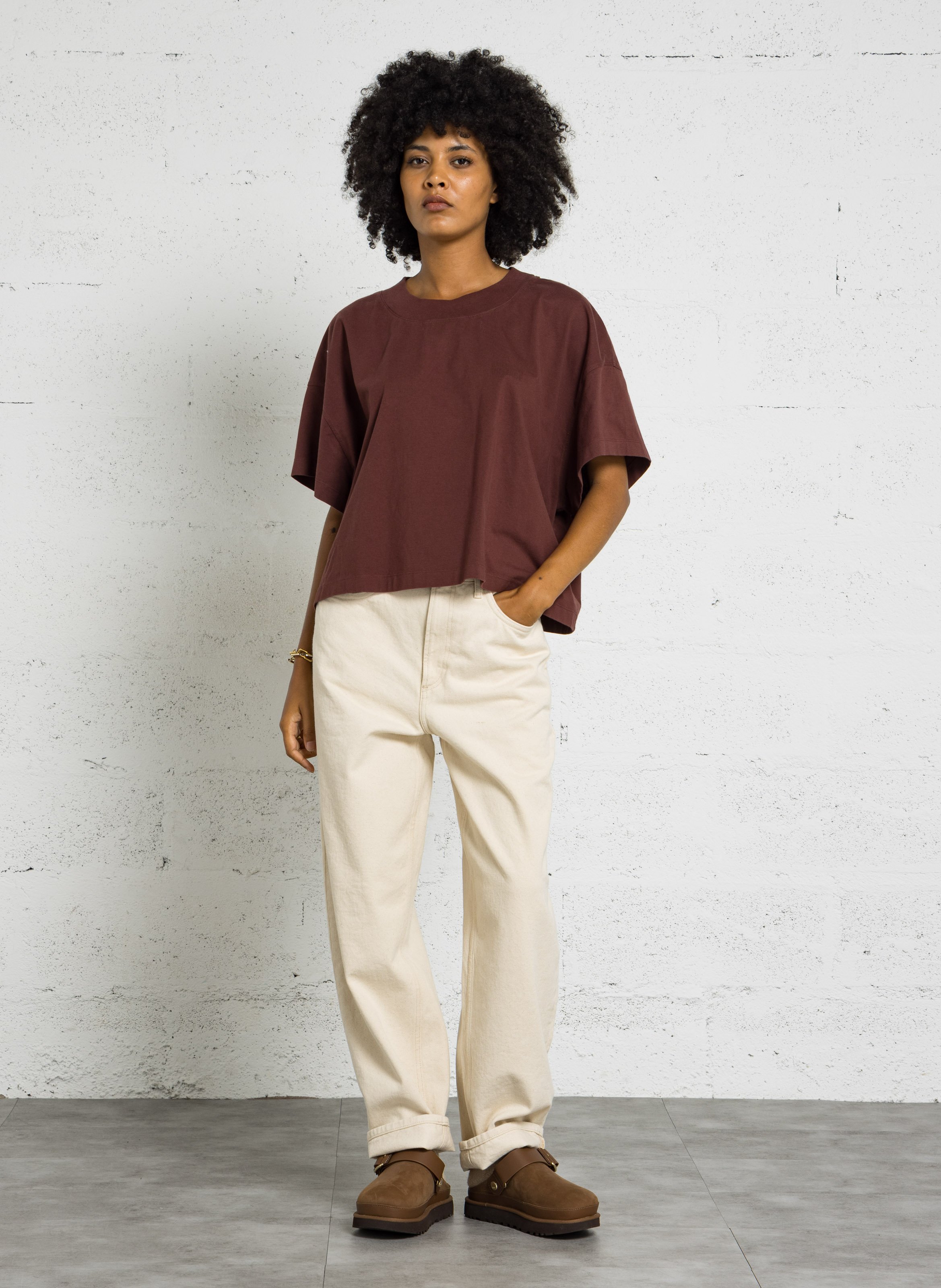 Oversized, katoenen T-shirt met ronde hals AMERICAN VINTAGE Rood