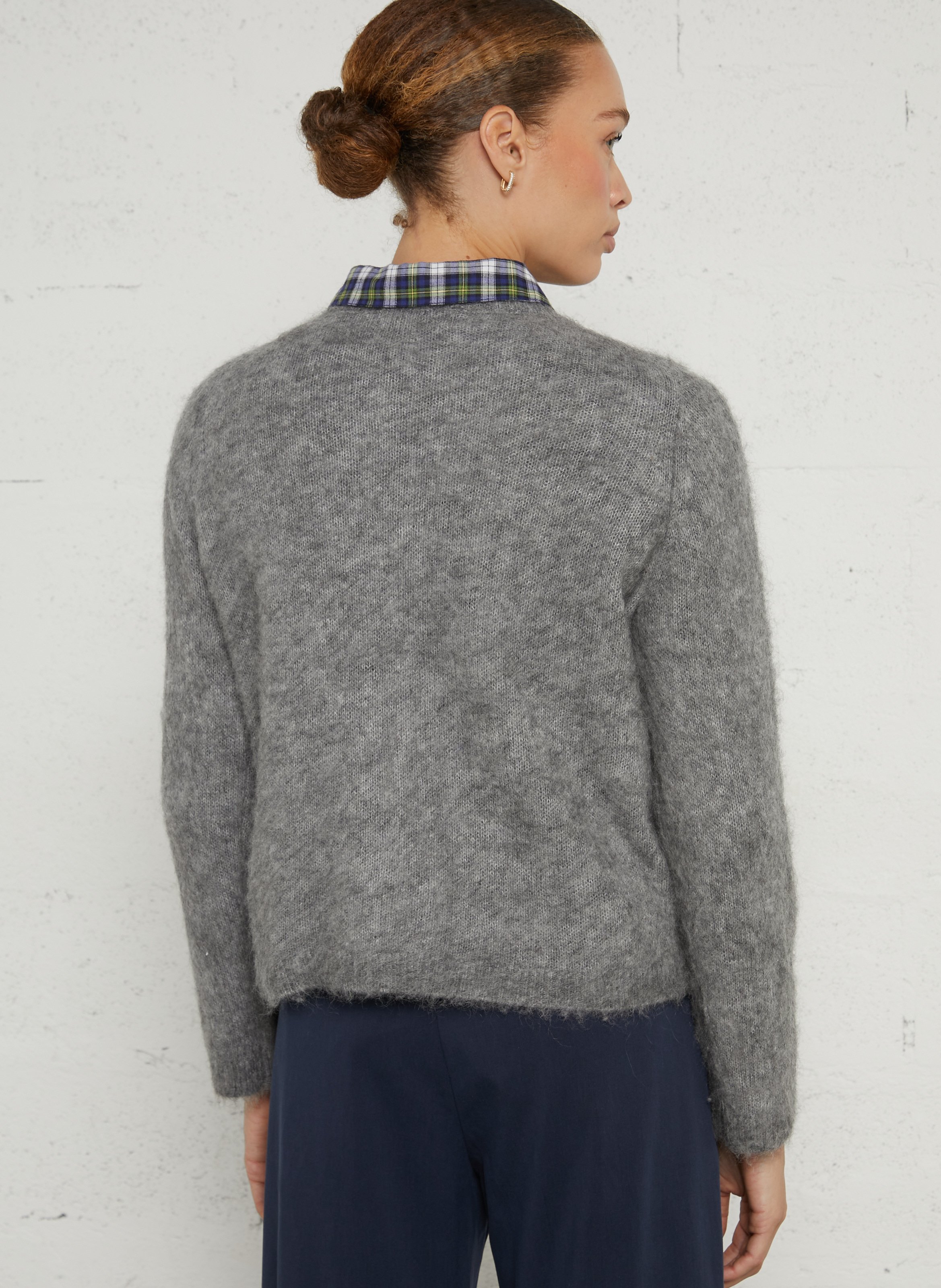 Gilet col rond en laine mélangée JC SOPHIE Gris