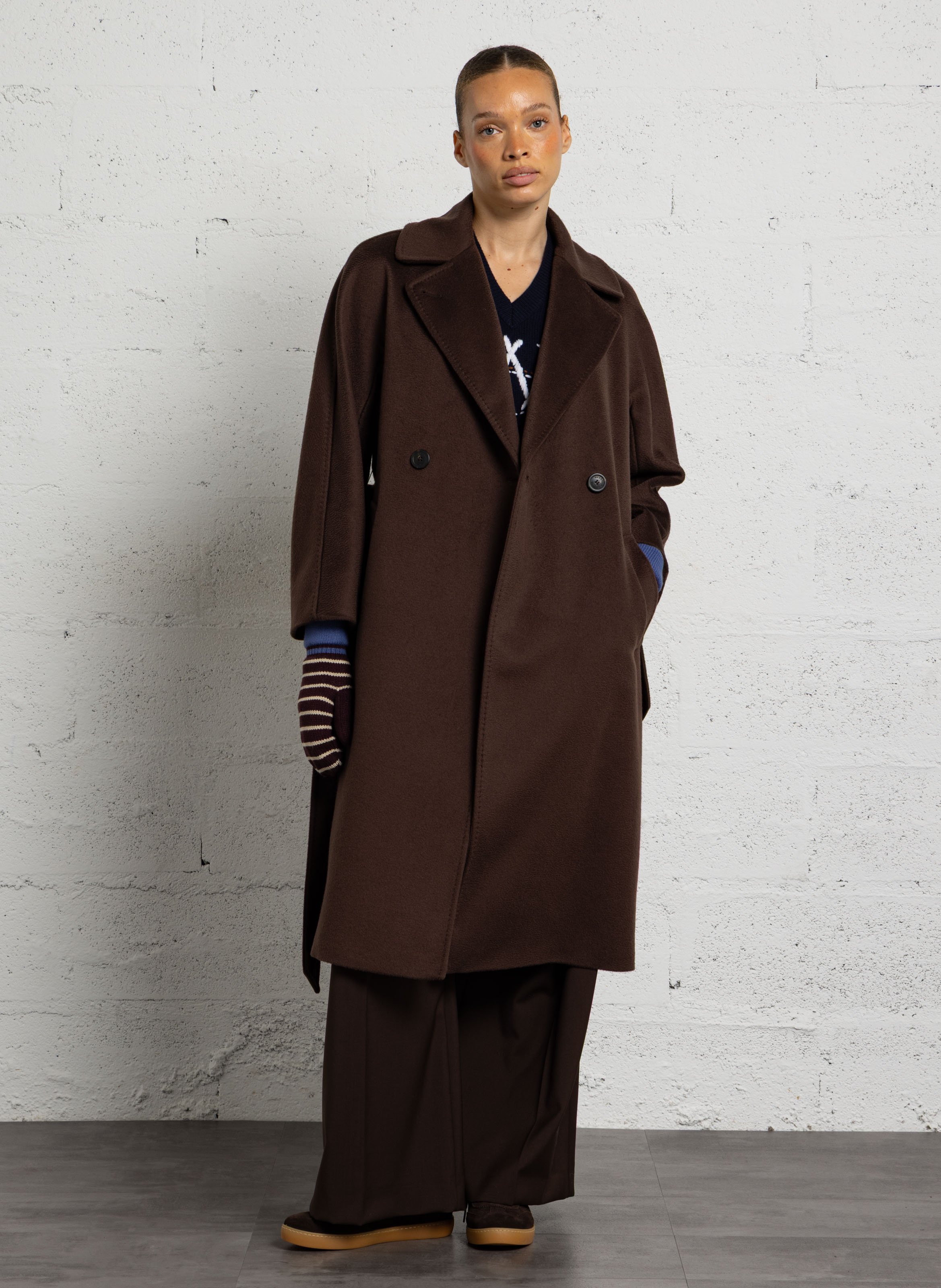 Long belted wool coat MAX MARA WEEK END Brown