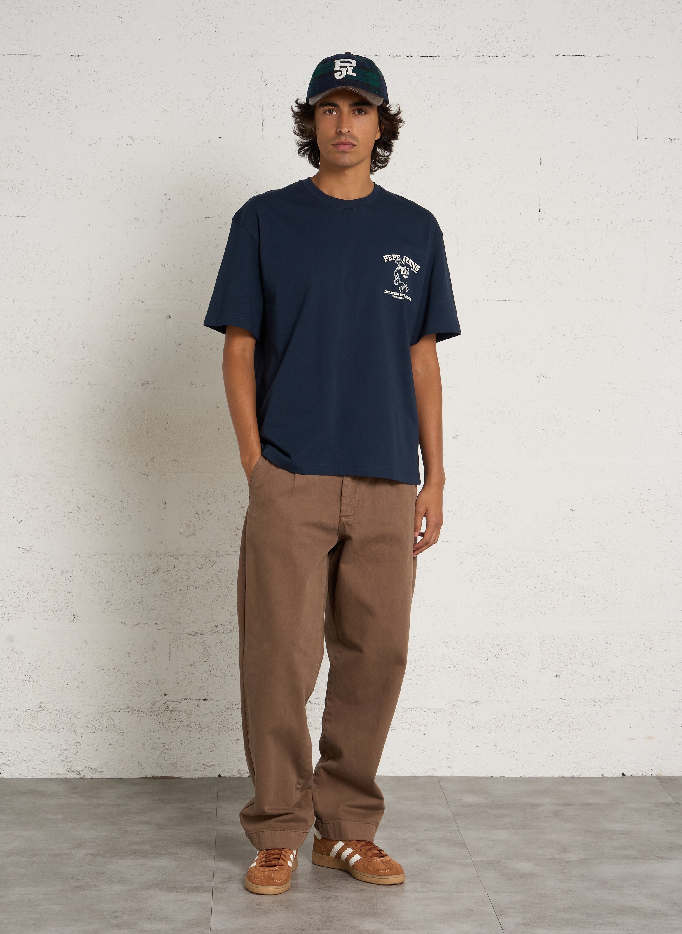 T-Shirt aus Baumwolle mit Siebdruck PEPE JEANS Blau