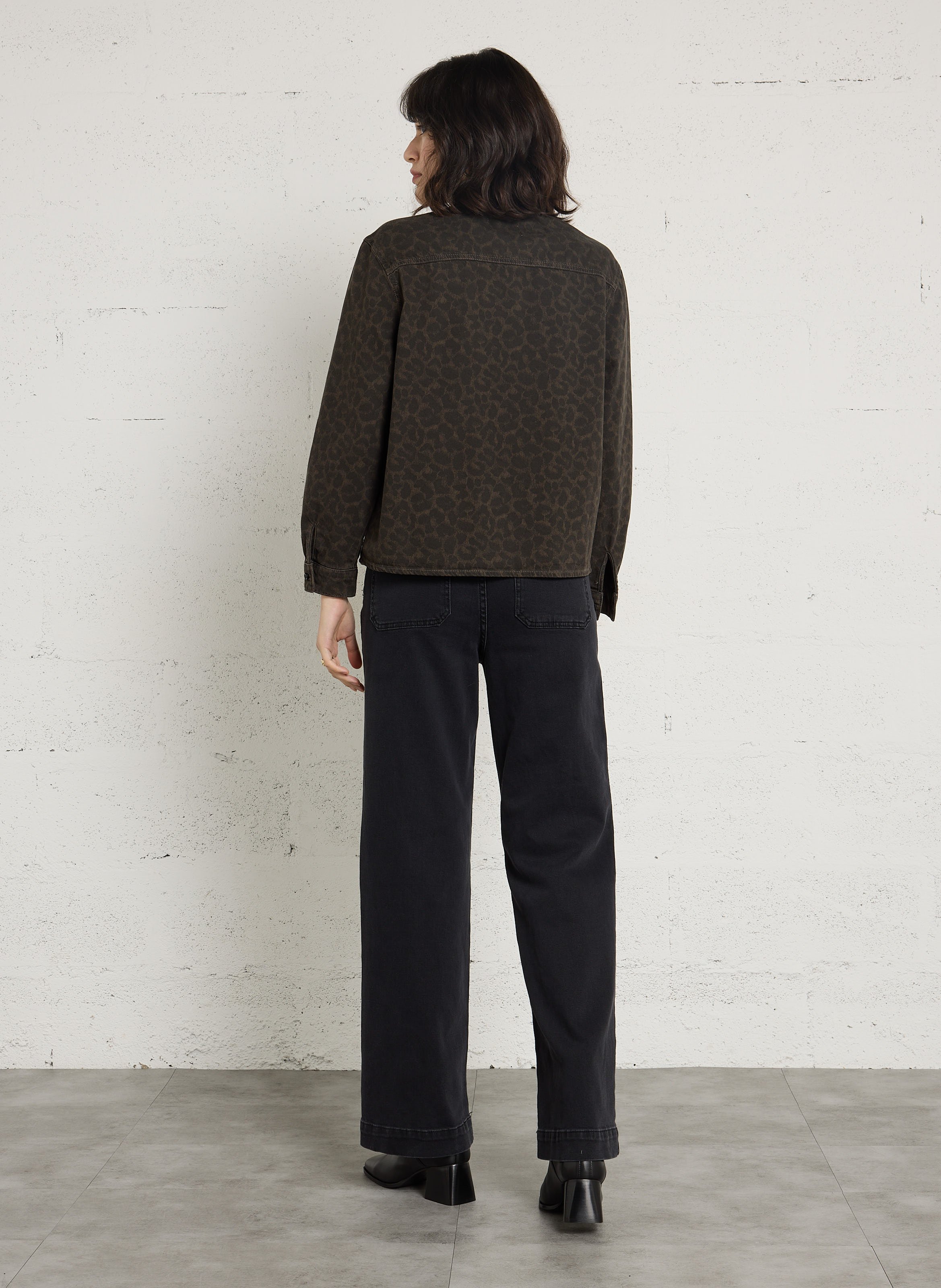 Rechte blouse met luipaardprint DES PETITS HAUTS Bruin