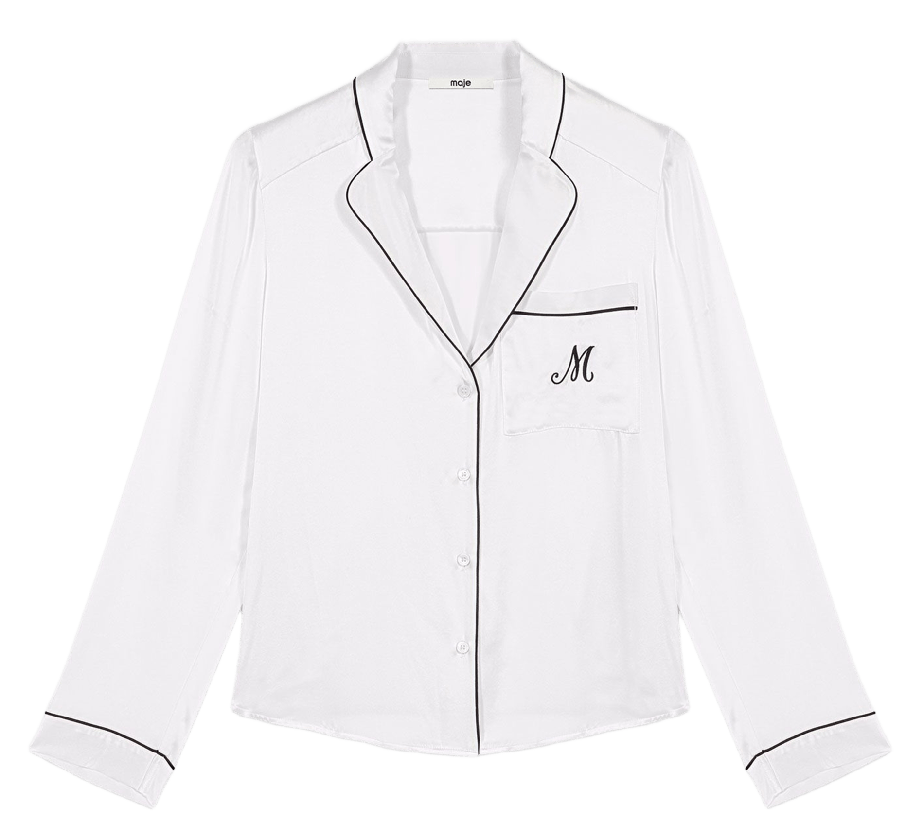 Straight shirt with silk embroidery MAJE Beige