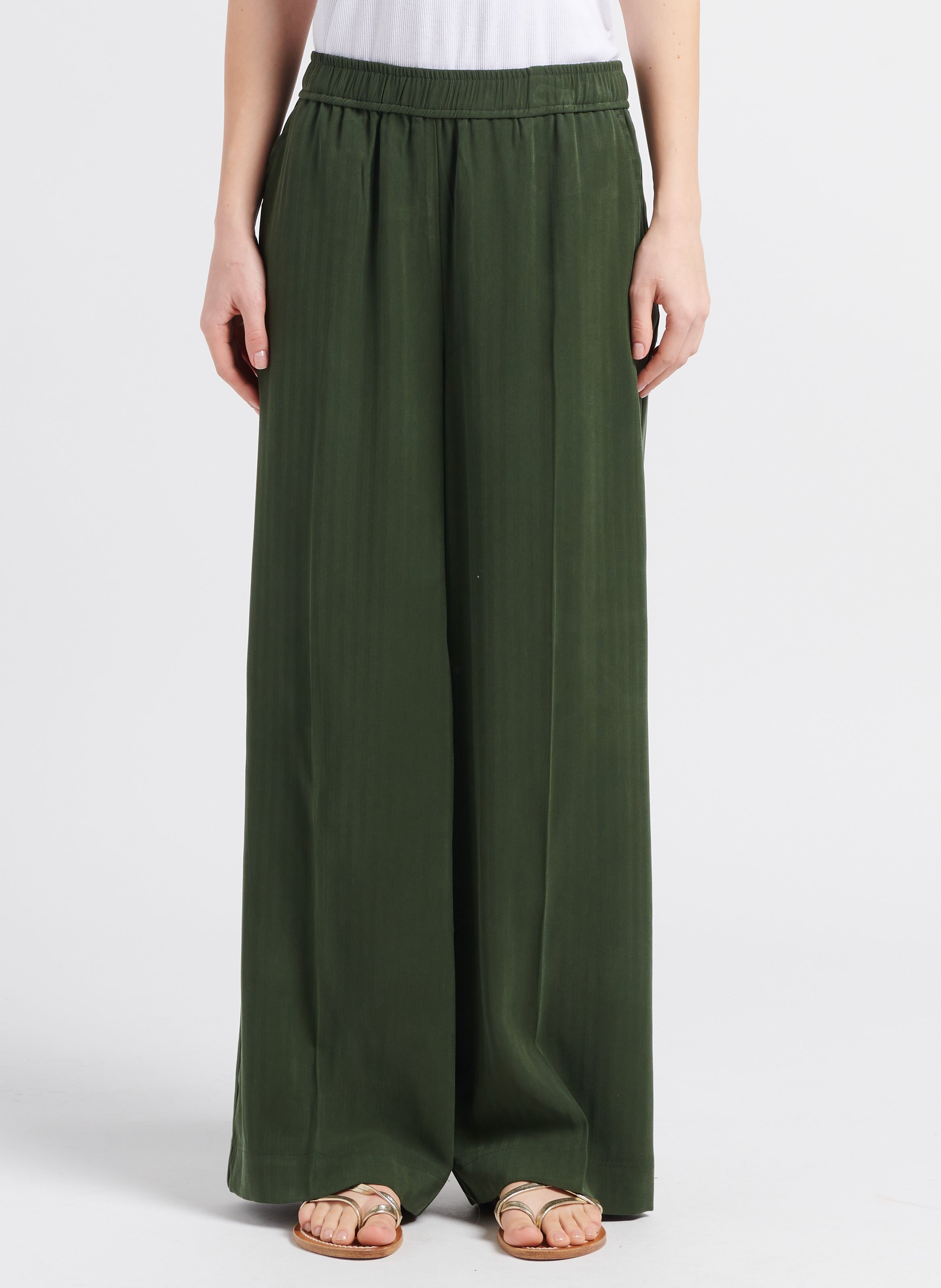 Pantalon ample à rayures OBJECT Vert