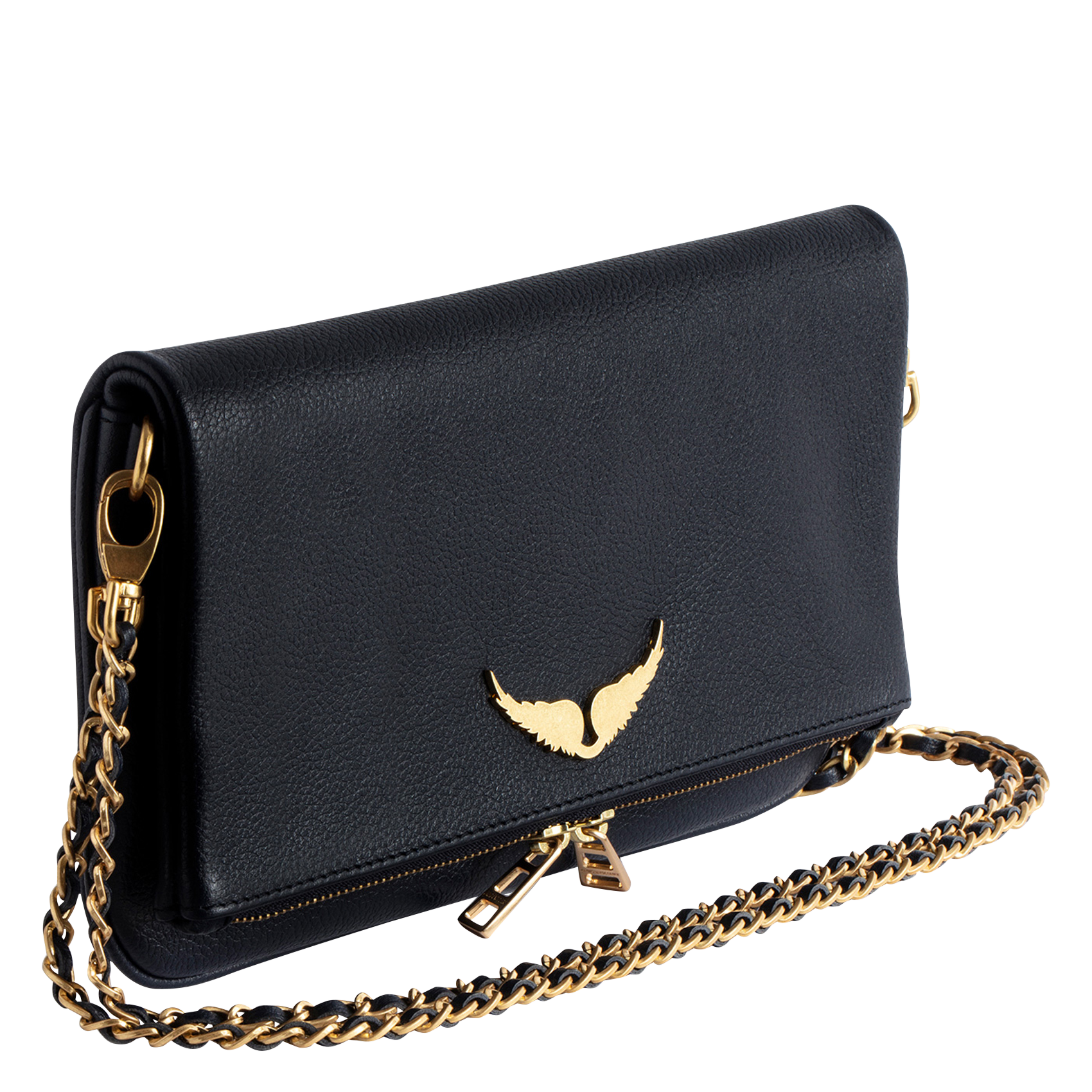 Leather clutch bag with metal chains ZADIG&VOLTAIRE Blue