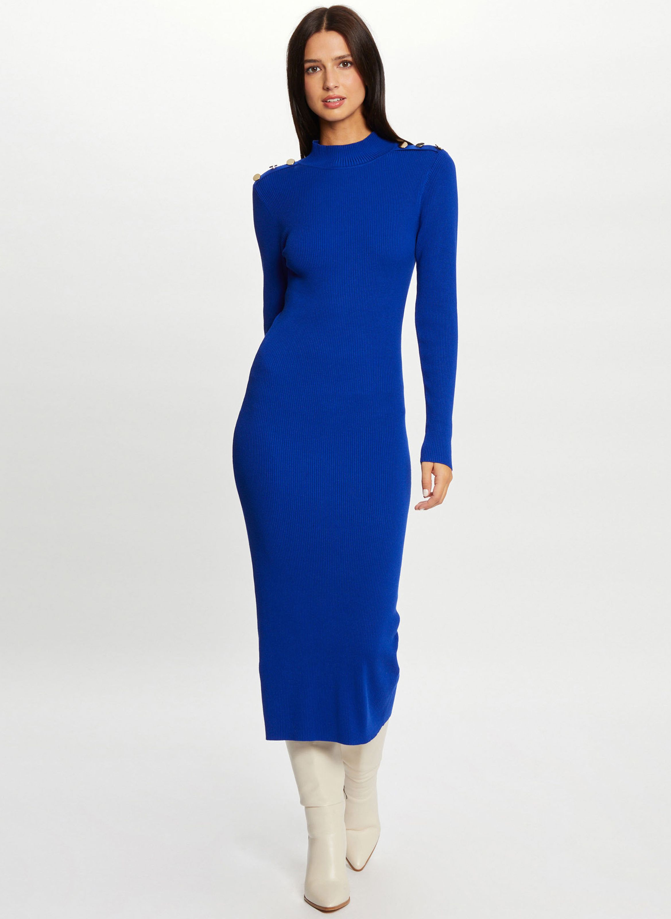 Blue Close fit high neck sweater dress