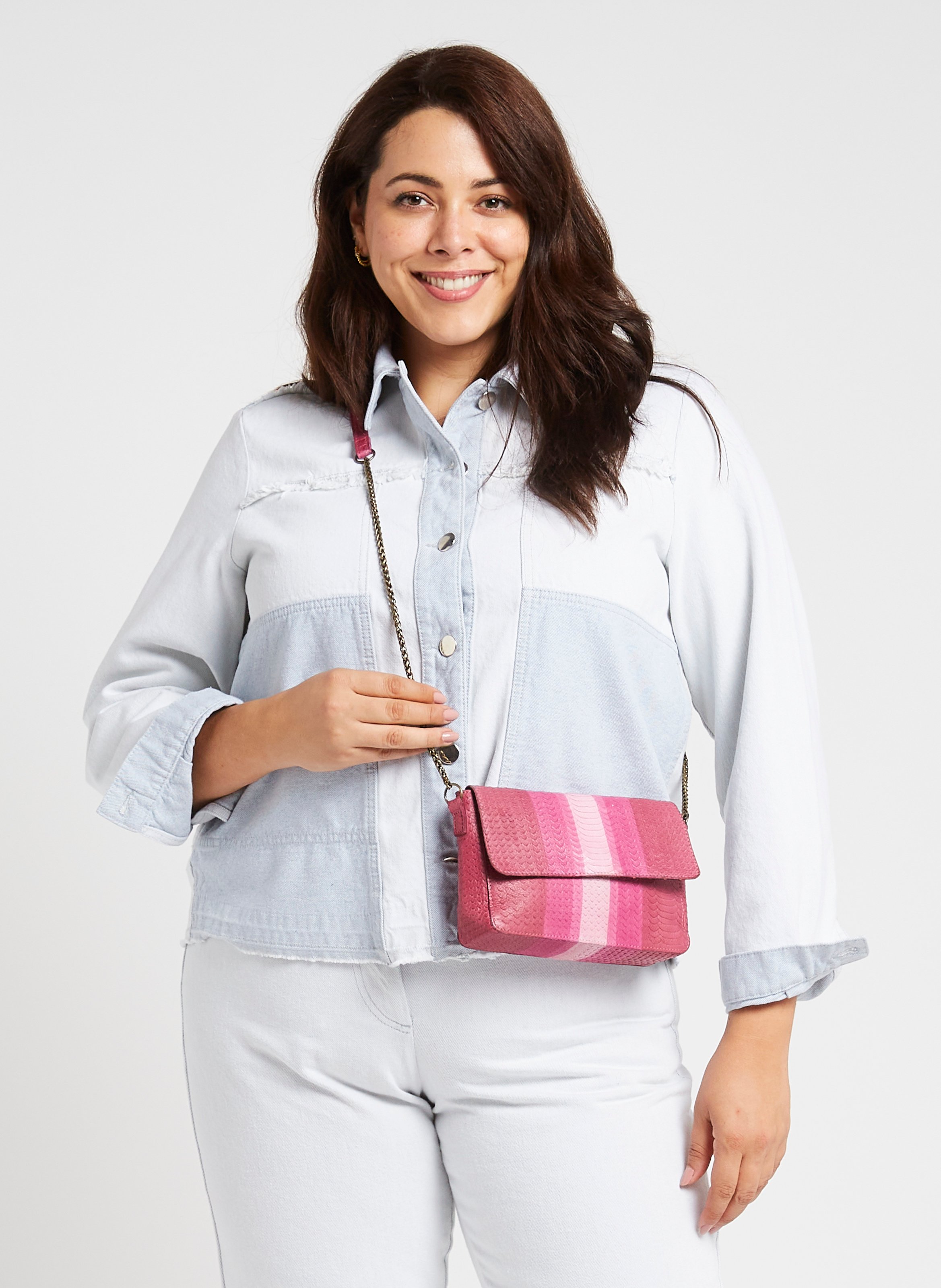 Sac bandoulière en cuir  PIECES Violet