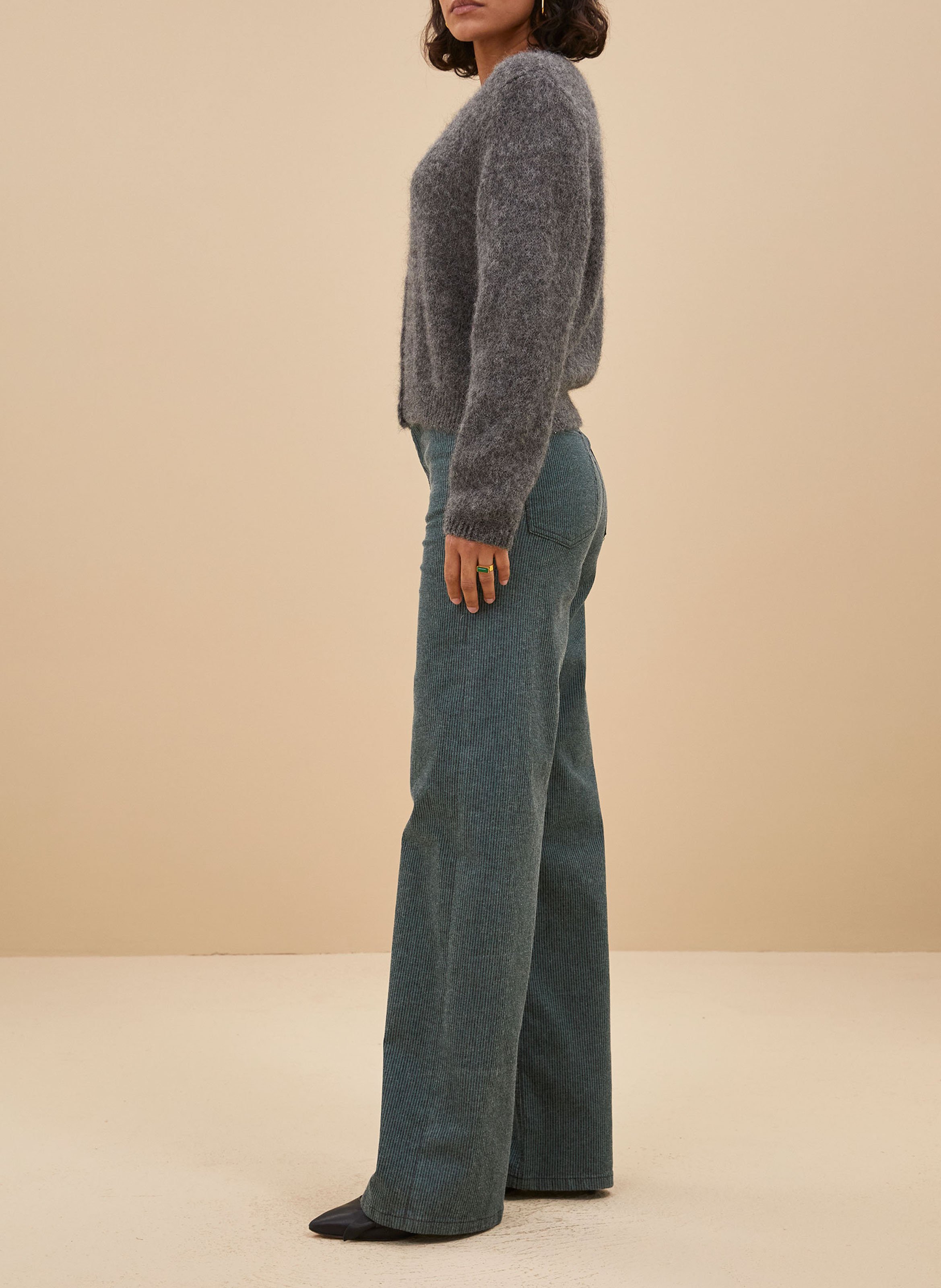 Pantalon large rayé en coton mélangé BY BAR Vert