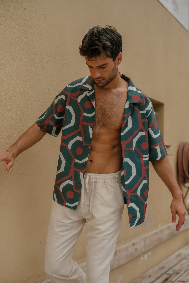 Printed short-sleeve bowling collar shirt APNEE Multicolored