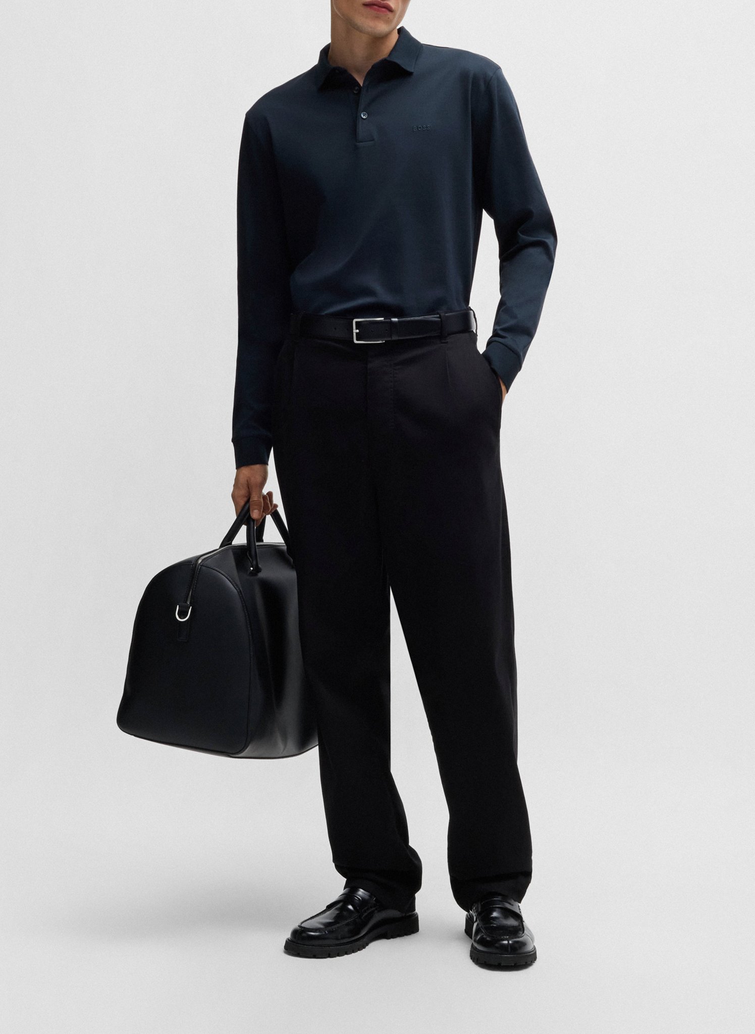 Cotton polo shirt with classic collar BOSS Blue