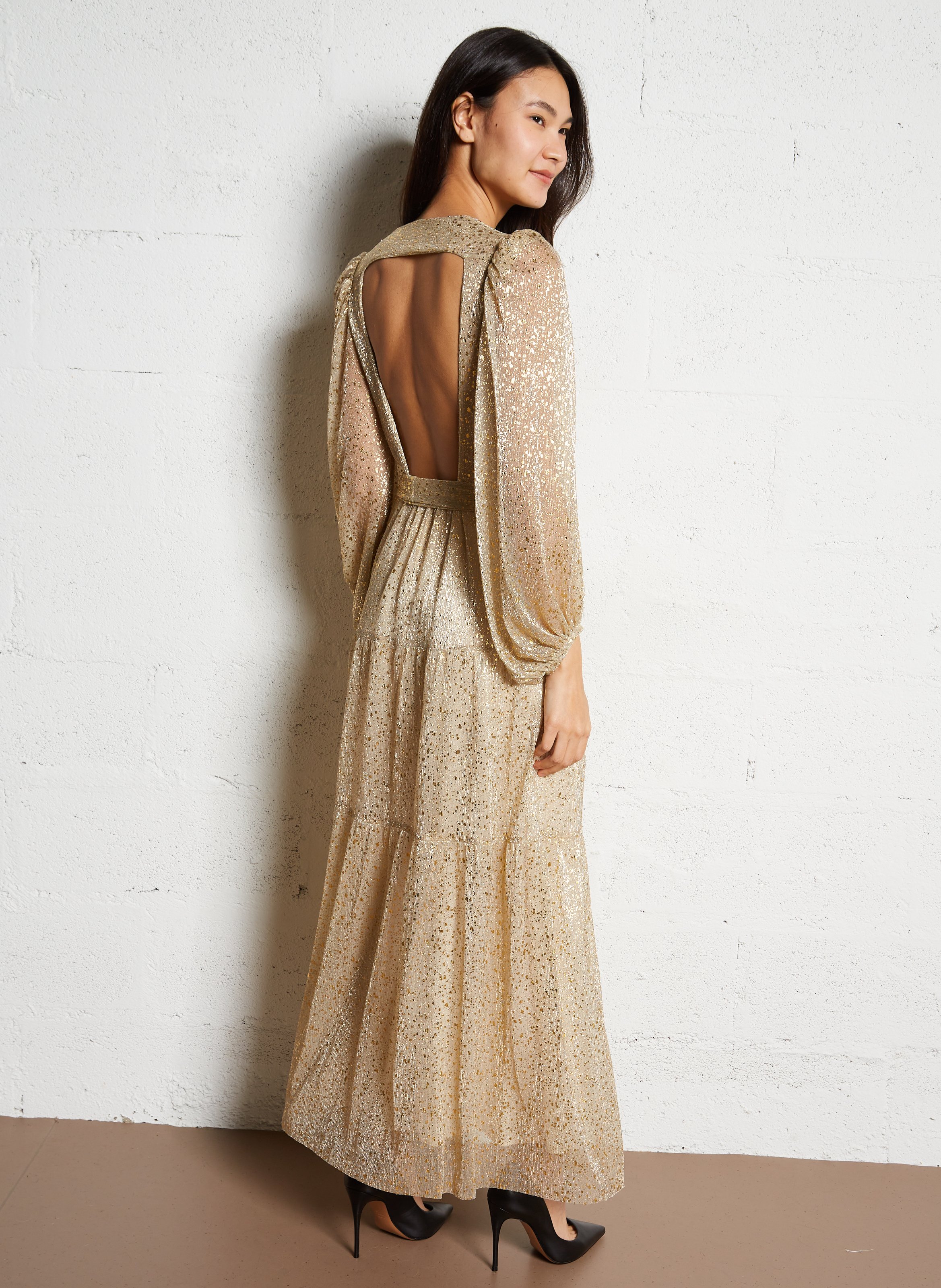 Lange jurk met pailletten Goudkleurig Ba&Sh Dames Place des
