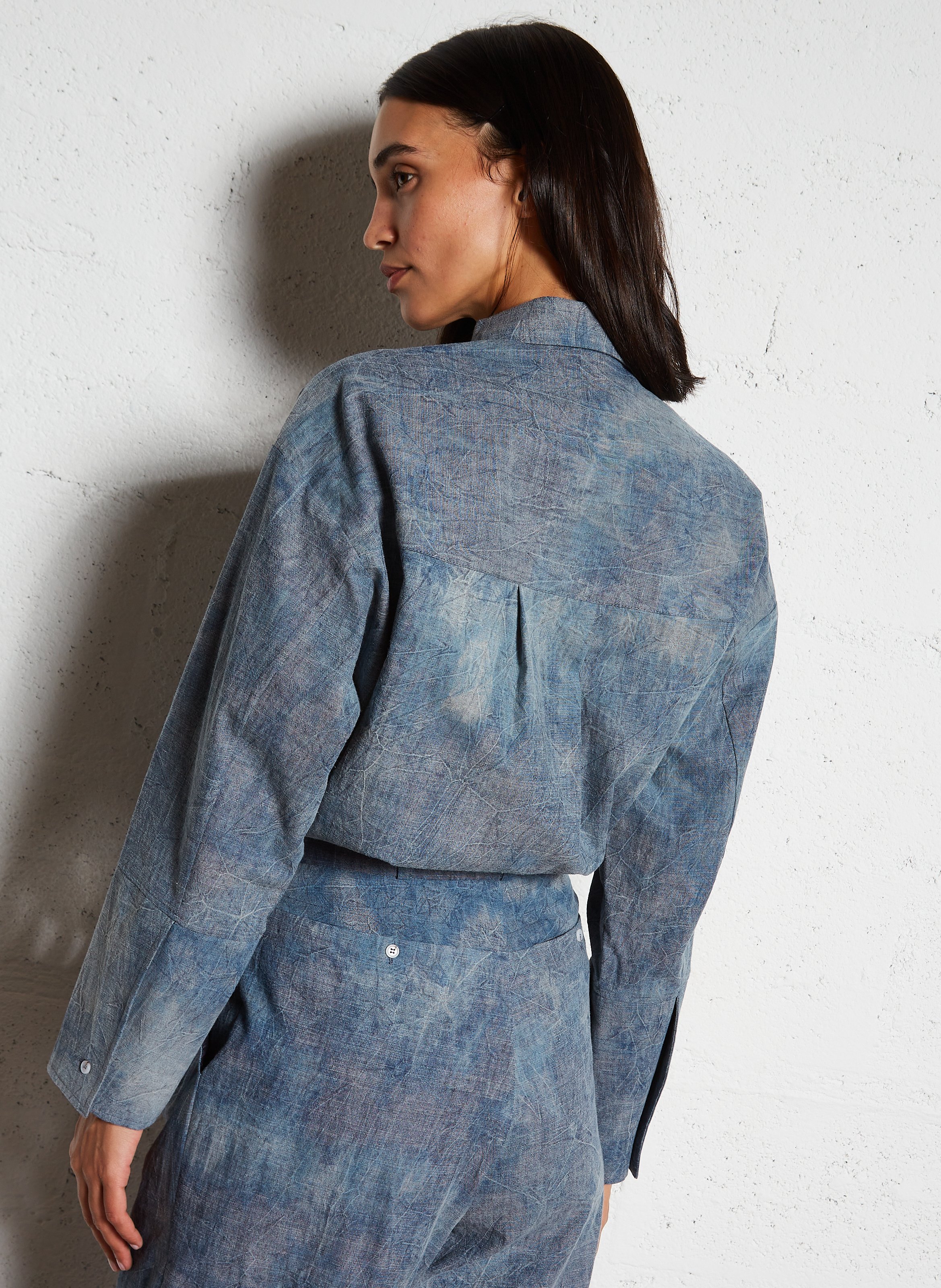 Oversize-Hemd aus Baumwollmix ROSEANNA Blau