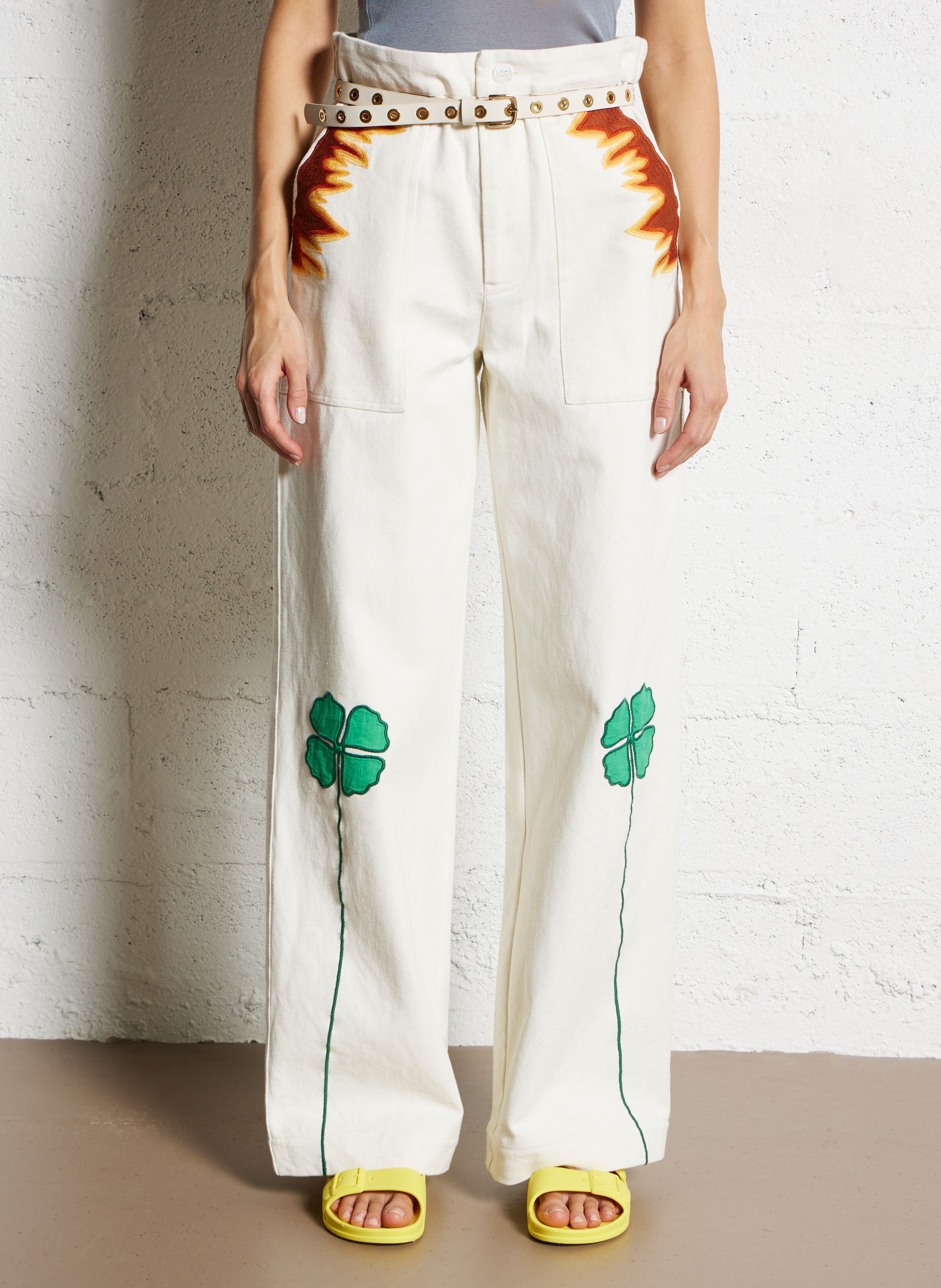 Pantalon large en coton STELLA NOVA Beige