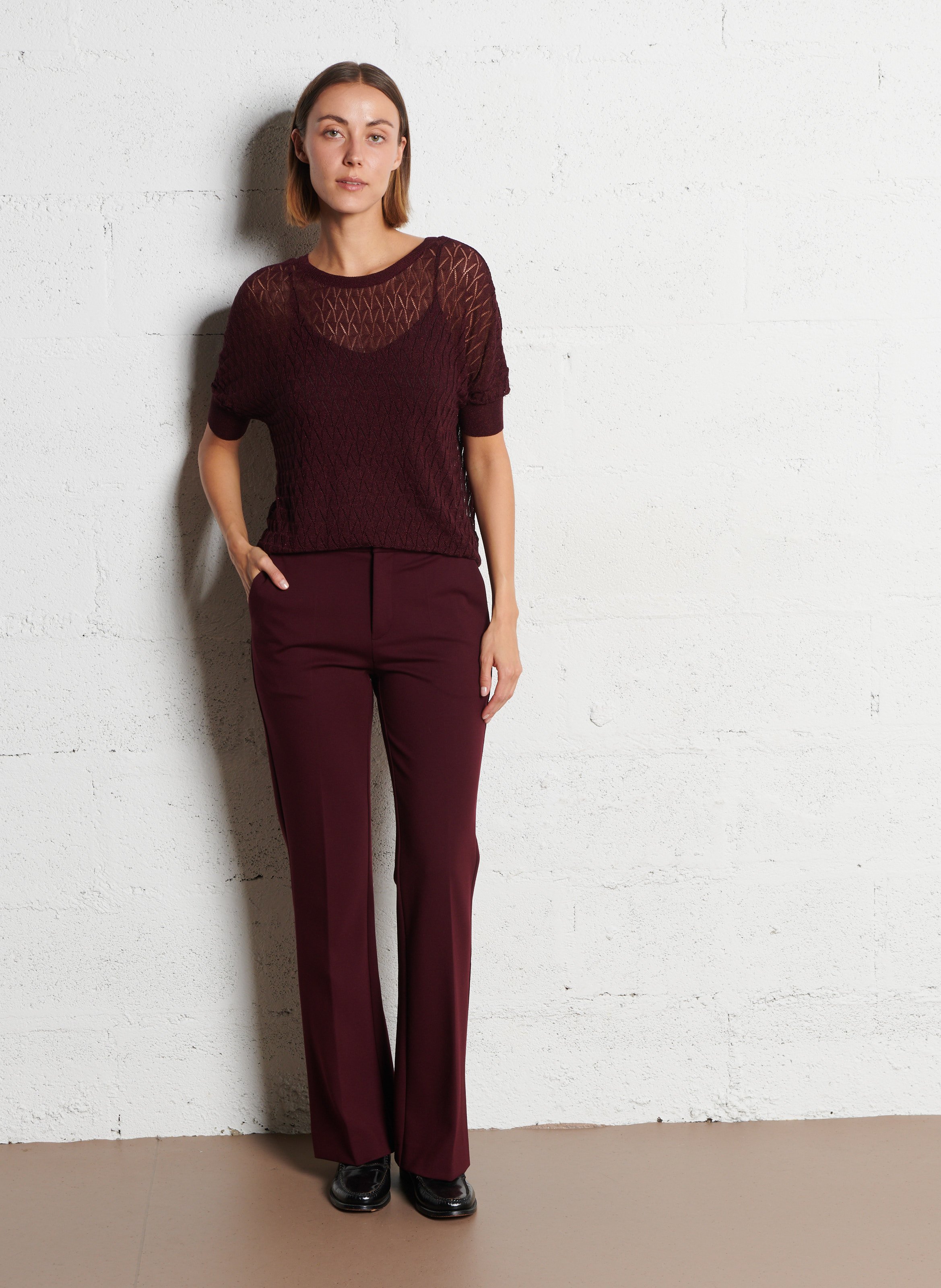 High-rise straight-leg tailored pants IKKS Purple