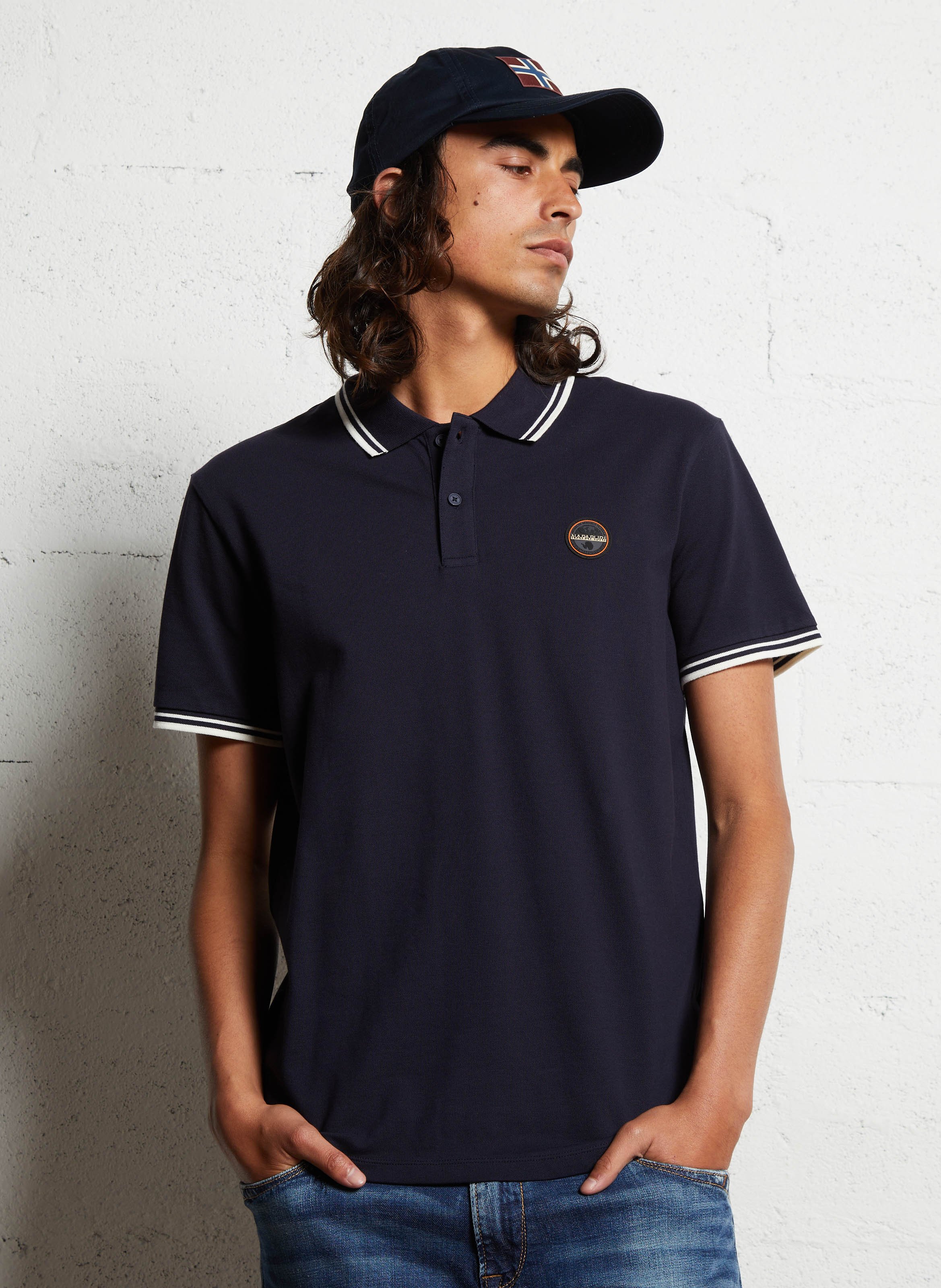 Cotton-blend polo shirt NAPAPIJRI Blue