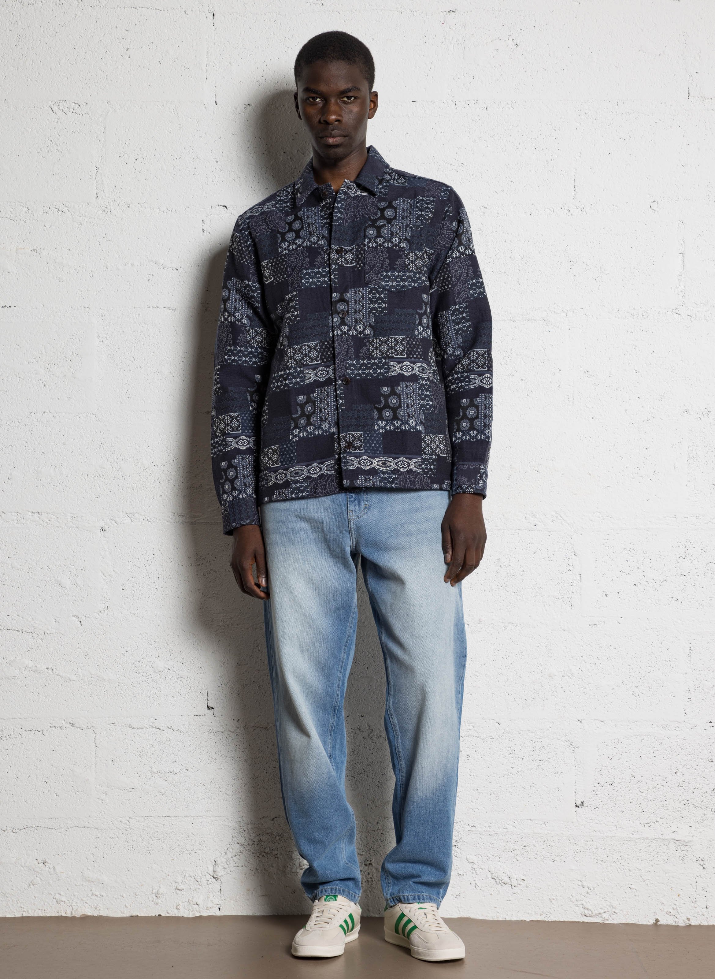 Surechemise col classique en jacquard de denim LES DEUX Bleu