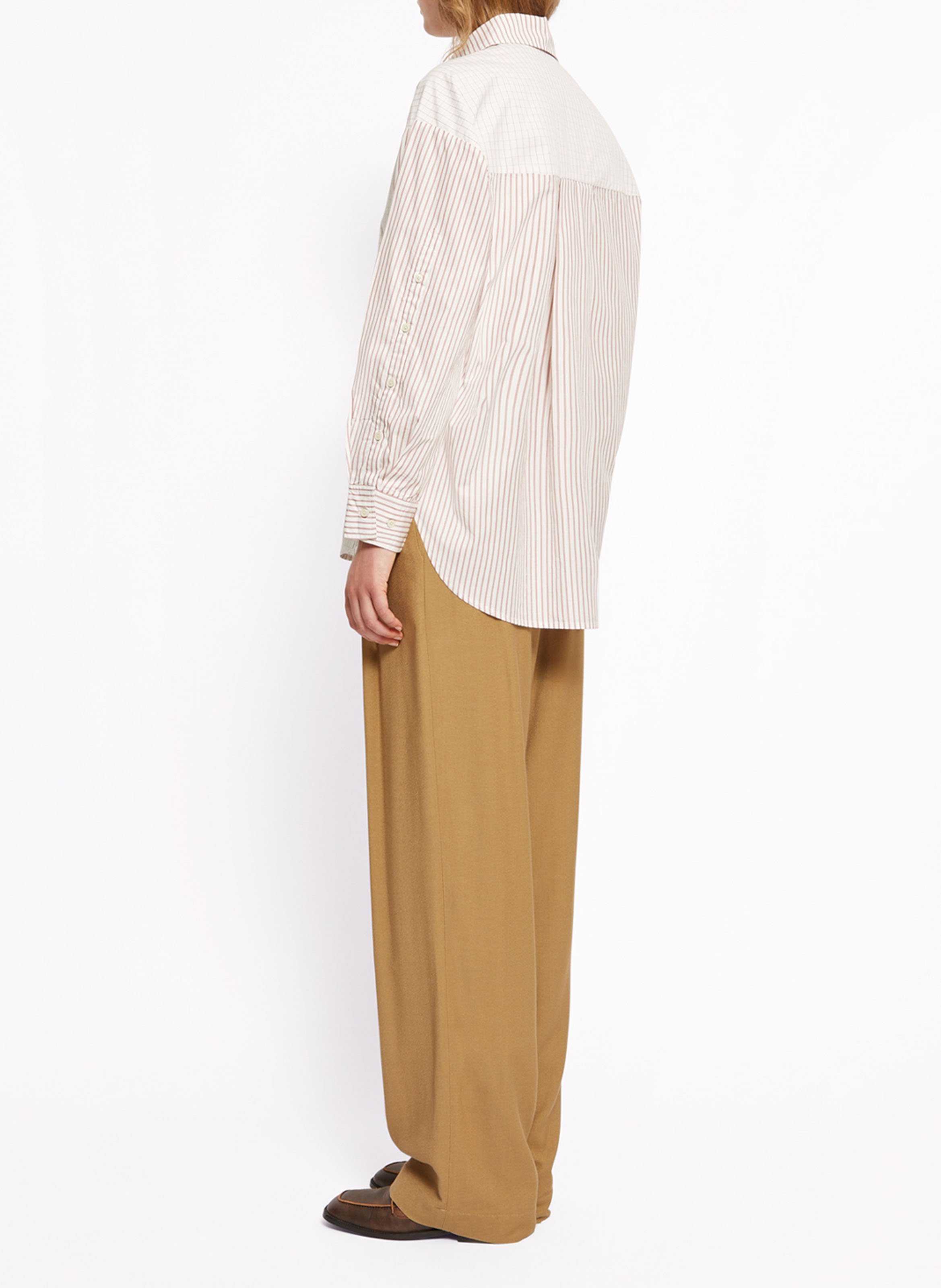 Chemise col classique rayée en coton ROSEANNA Rouge