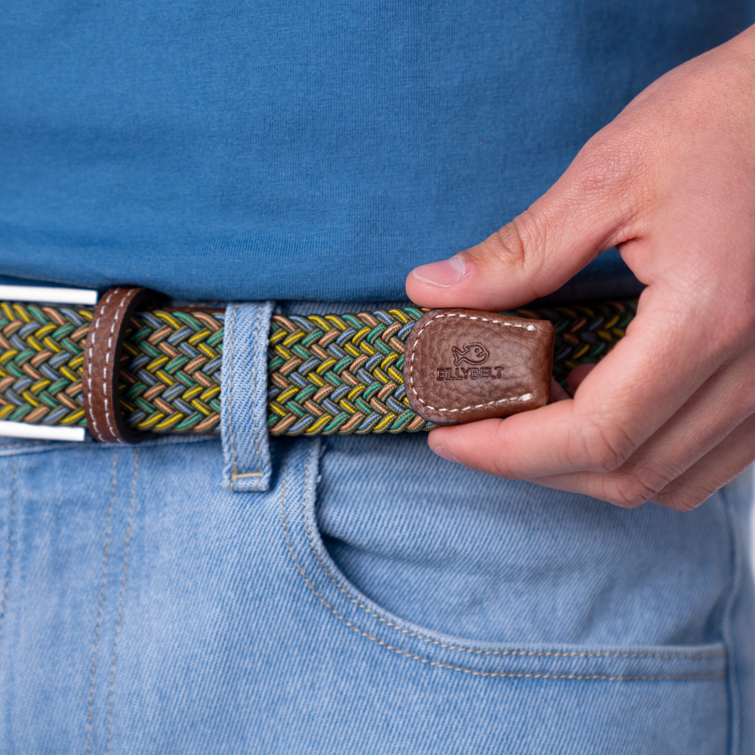 Multicolored braided elastic belt BILLYBELT Multicolored