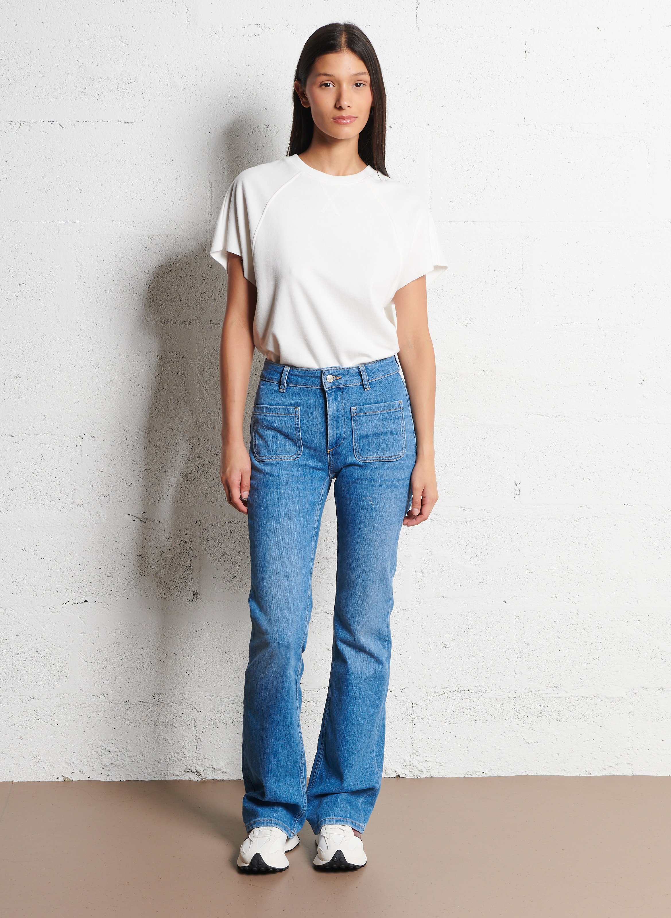 Jean flare en coton mélangé BA&SH Bleu