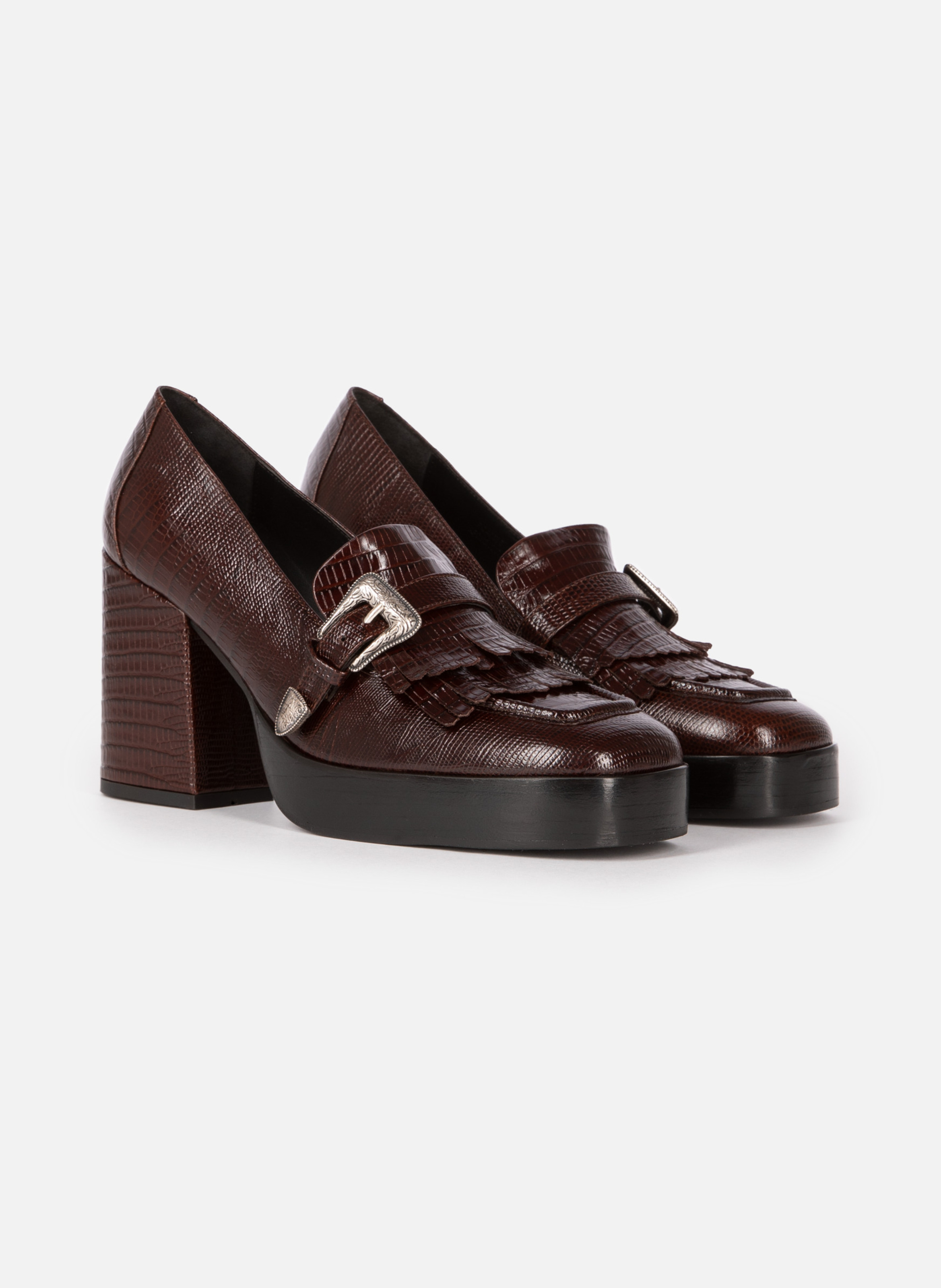 Mocassins à talons en cuir THE KOOPLES Marron