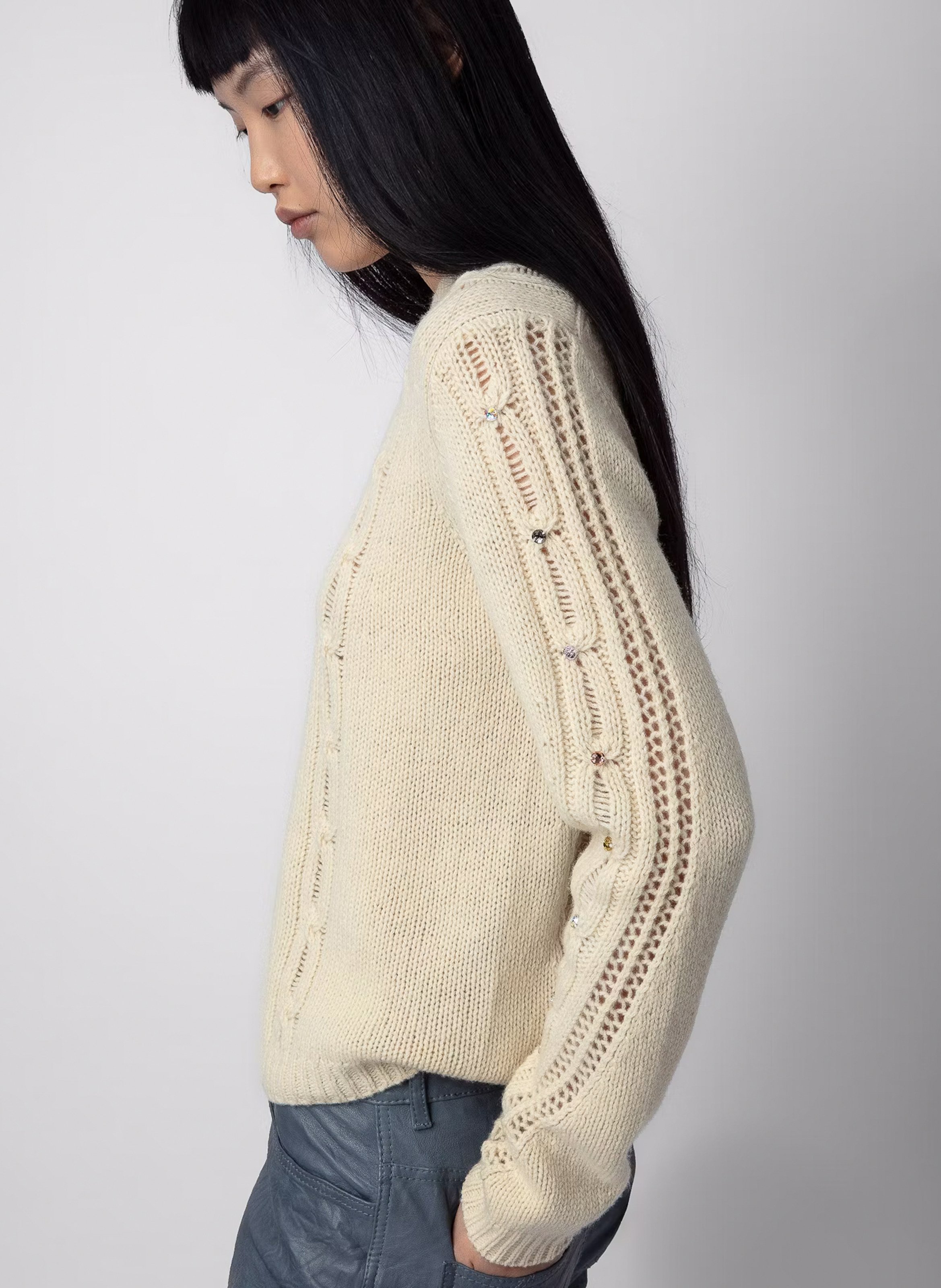 Pull col rond torsadé en laine  ZADIG&VOLTAIRE Beige