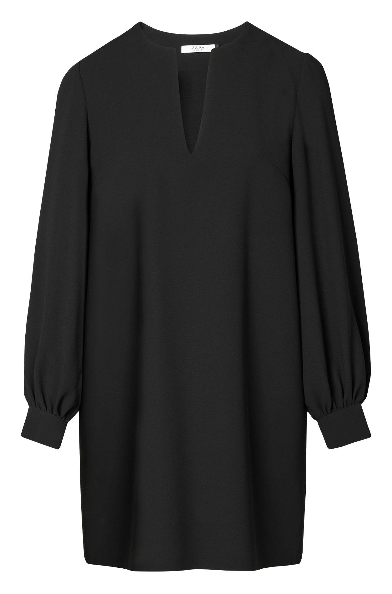 Short straight V-neck dress ZAPA Black