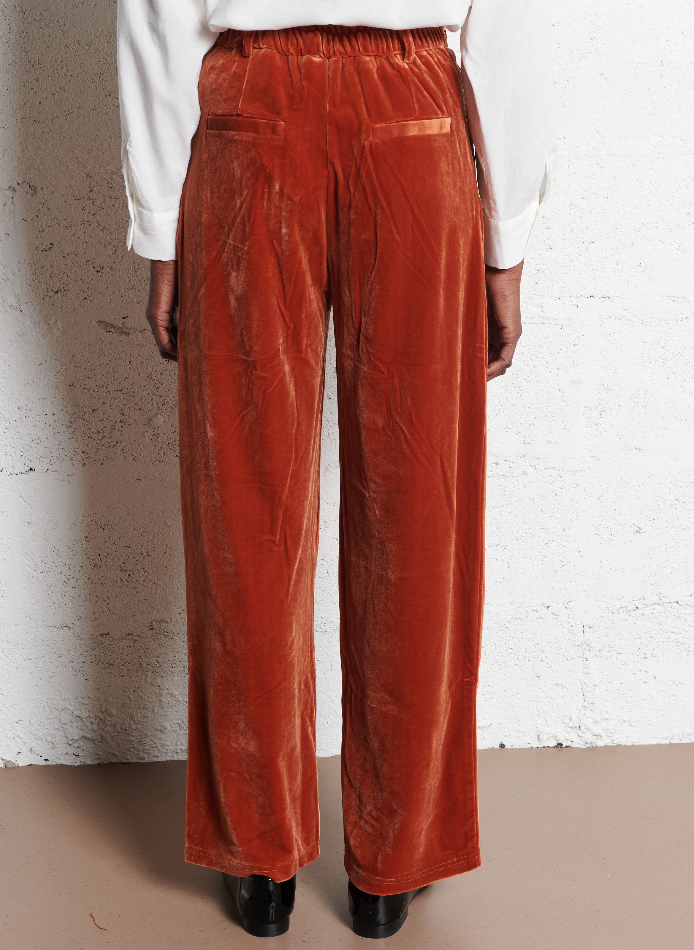 Lace and velvet mixed-media panties SEE U SOON Orange