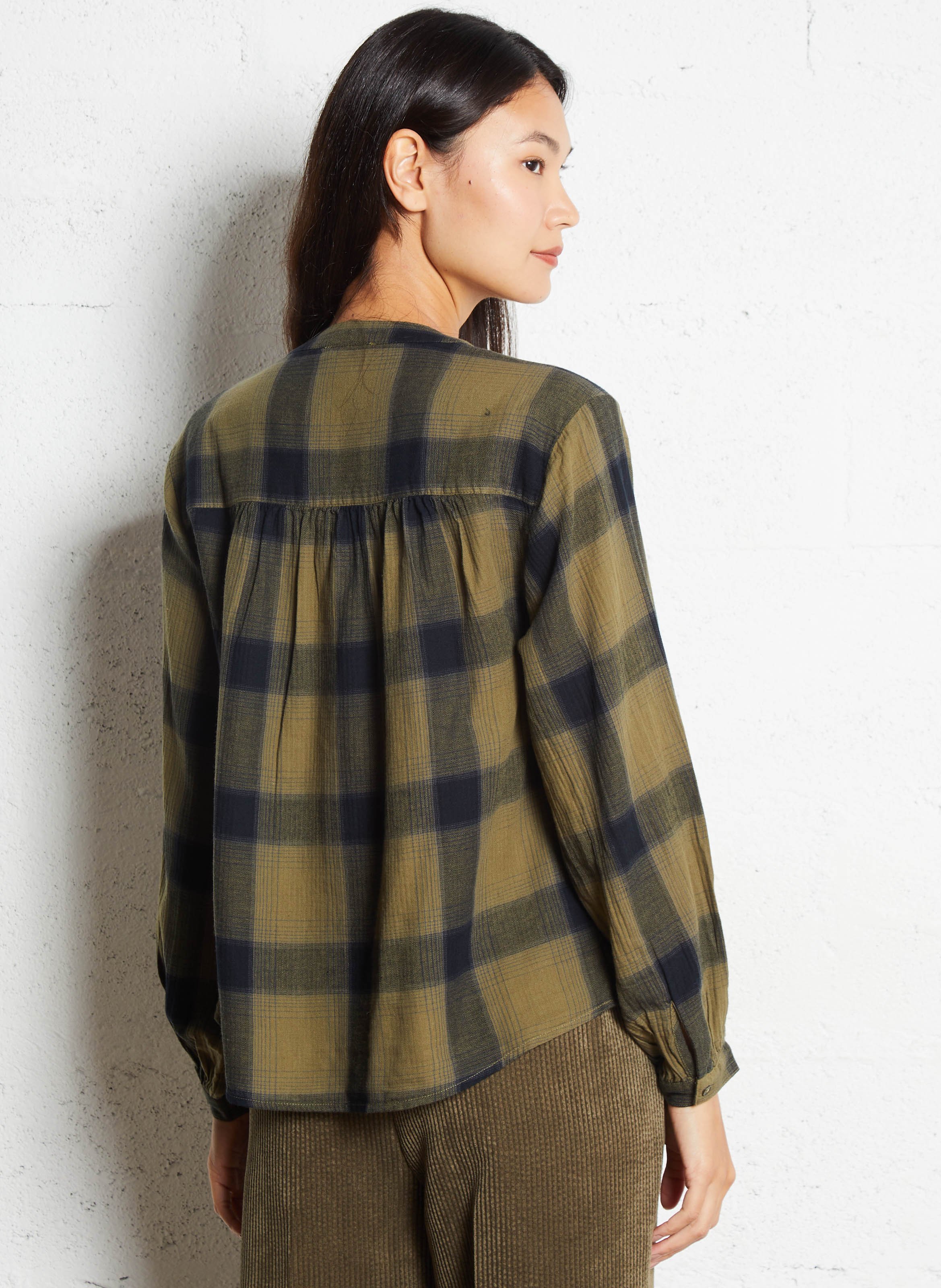 Chemise col V en coton MAISON 123 Vert