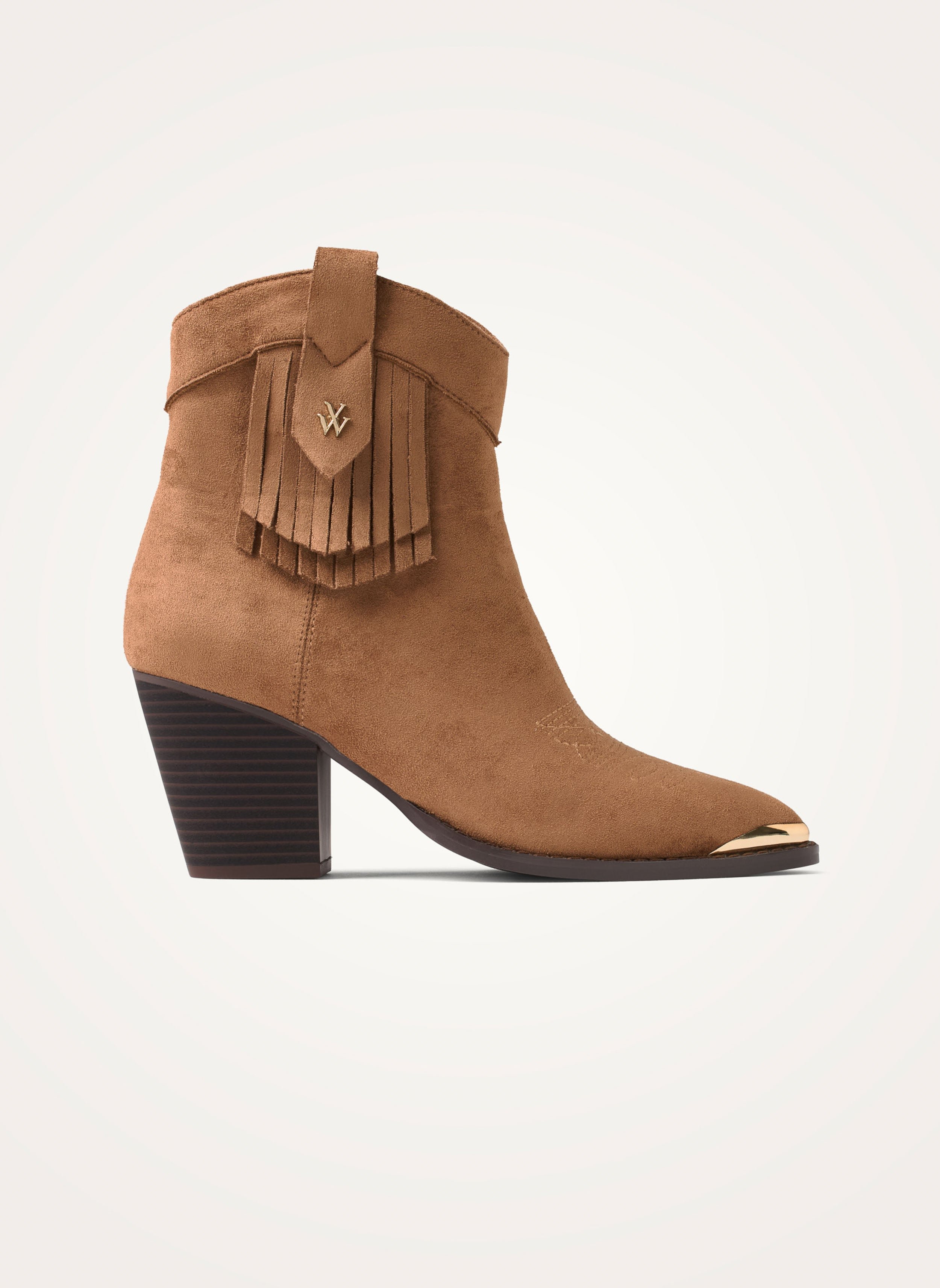 Fringed cowboy ankle boots VANESSA WU Beige