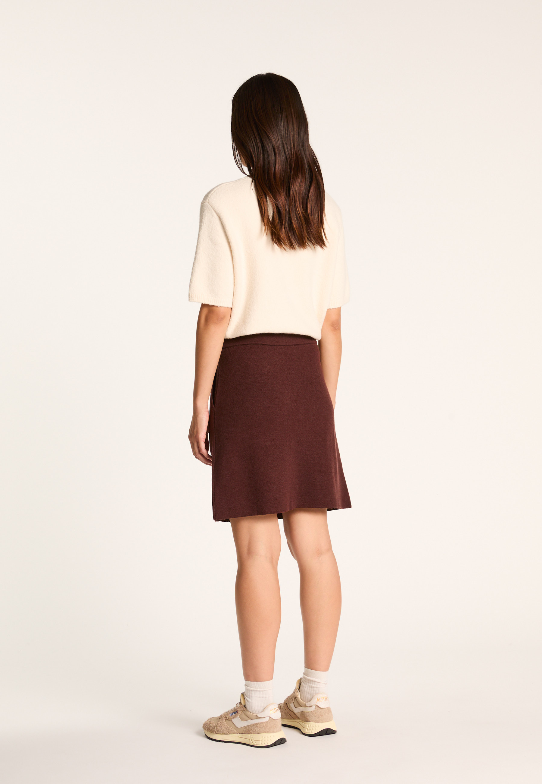 Short merino wool skirt MAISON MONTAGUT Brown