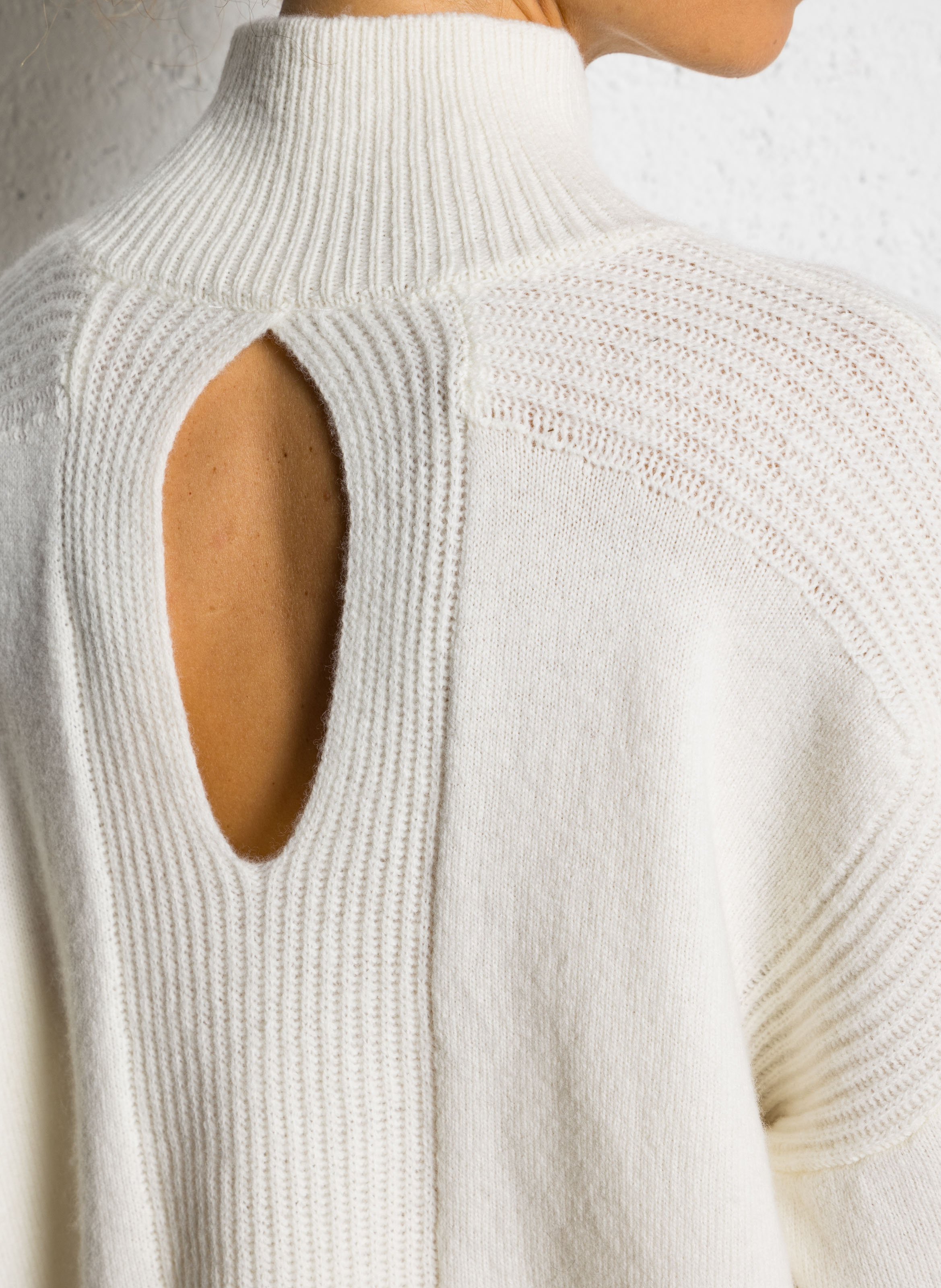 Pull ample à col montant en laine LIU JO Blanc