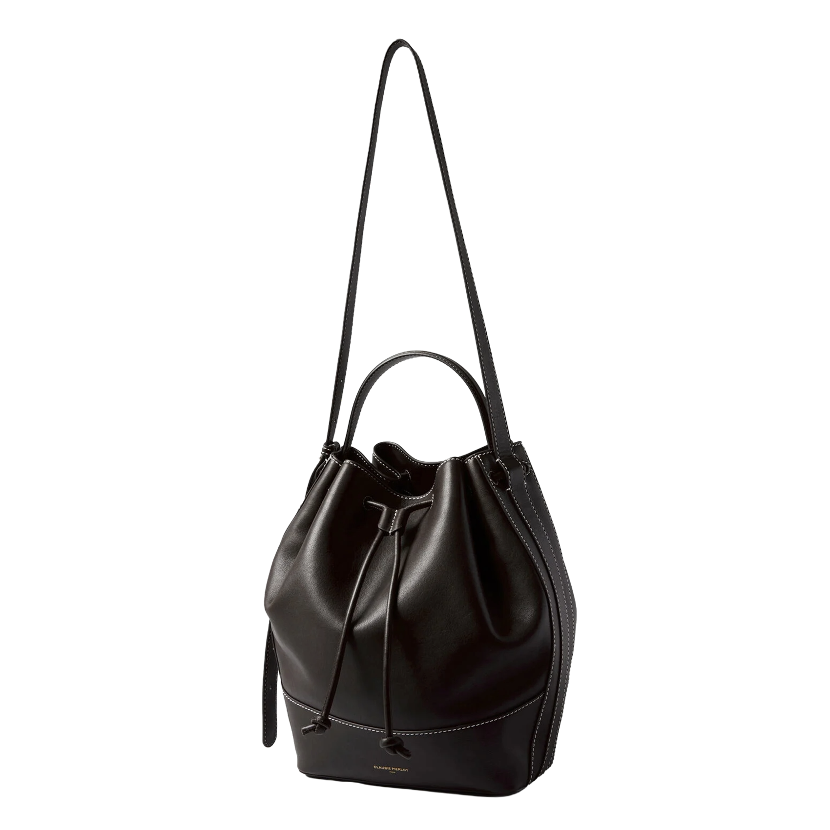 Sac sceau bandoulière en cuir CLAUDIE PIERLOT Noir