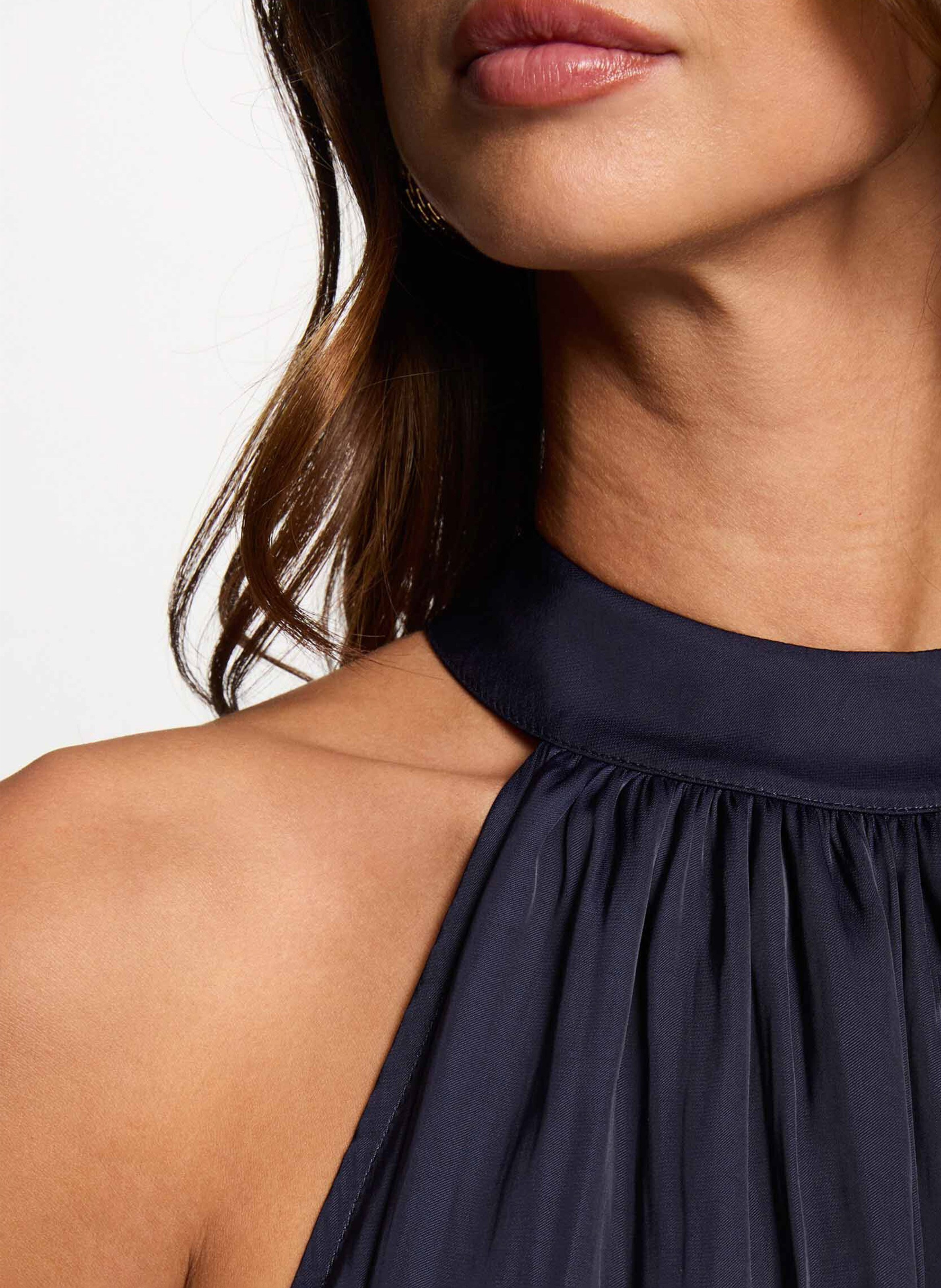 Robe longue évasée col ras du cou MORGAN Bleu