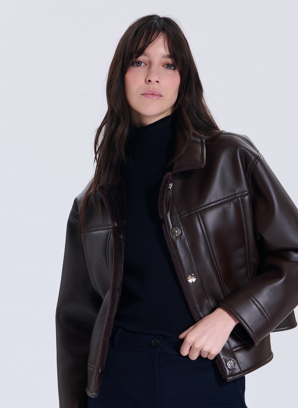 Short reversible oversized jacket ZAPA Brown