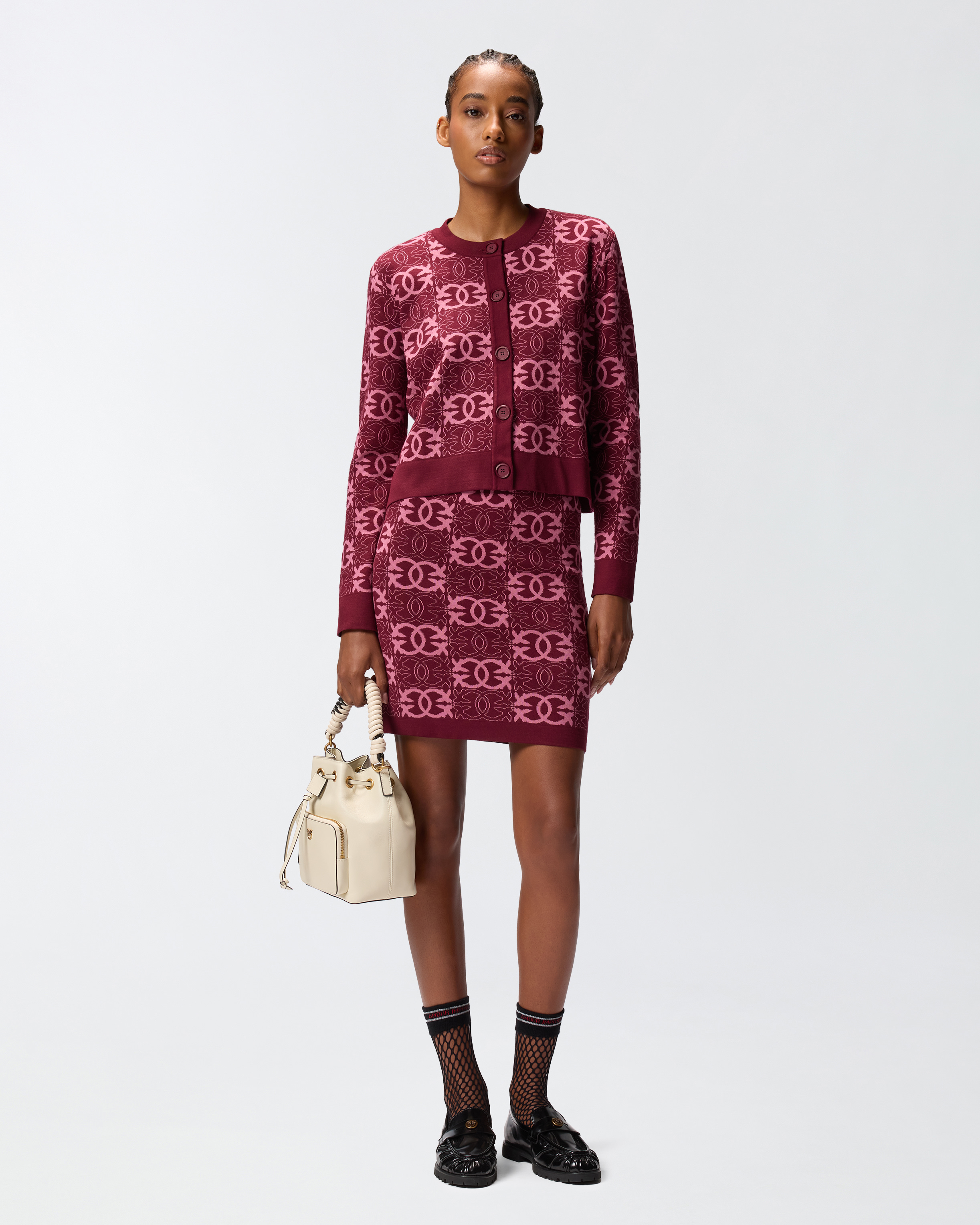 Mini skirt with love birds logo PINKO Purple