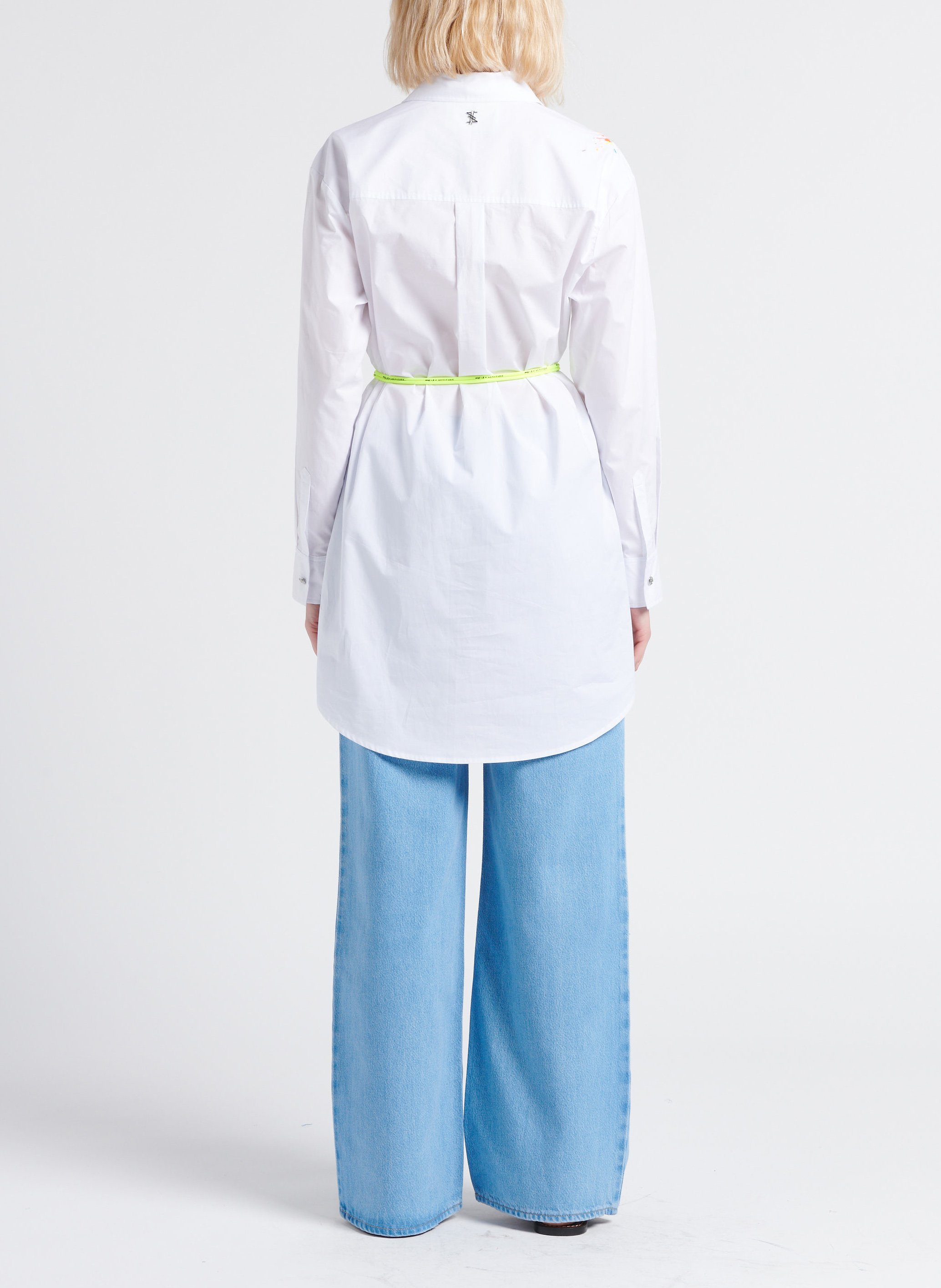 Short embroidered cotton dress with classic collar TWINSET White