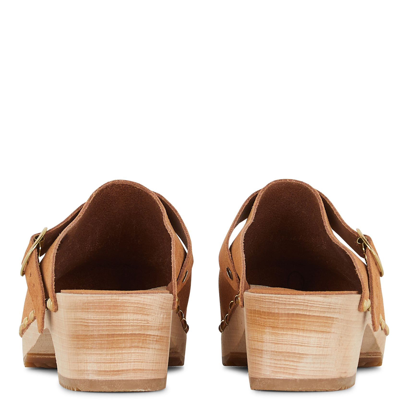 Nietenbesetzte Clogs mit Wildlederabsätzen BOSABO Braun