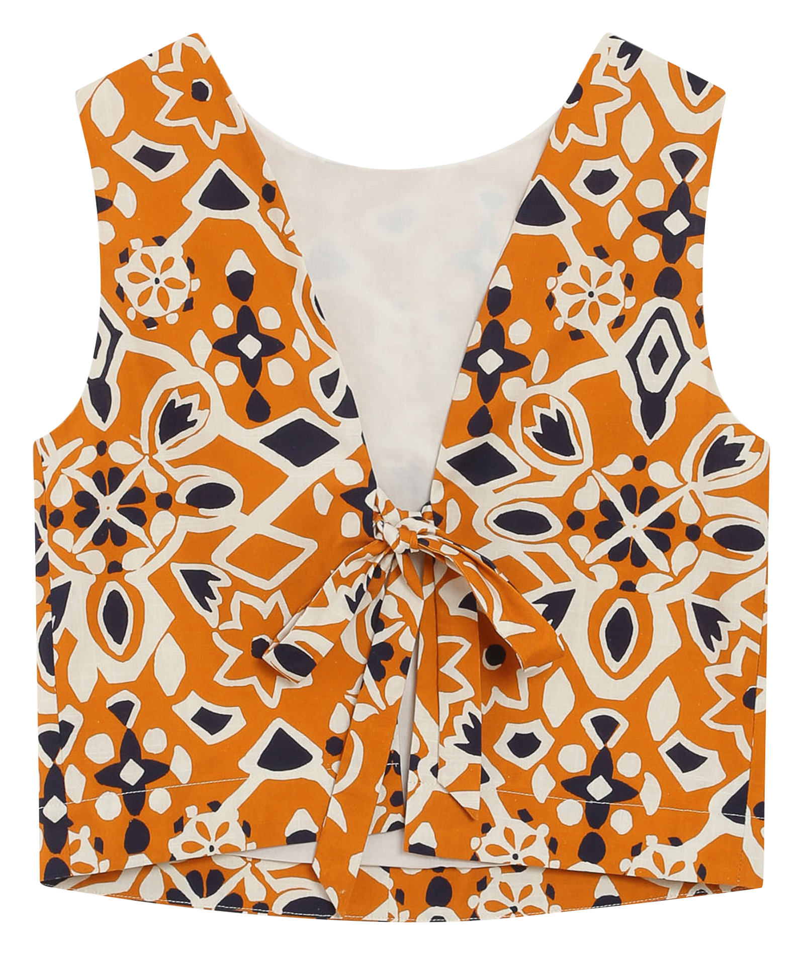 Top droit col rond en coton imprimé GRACE ET MILA Orange