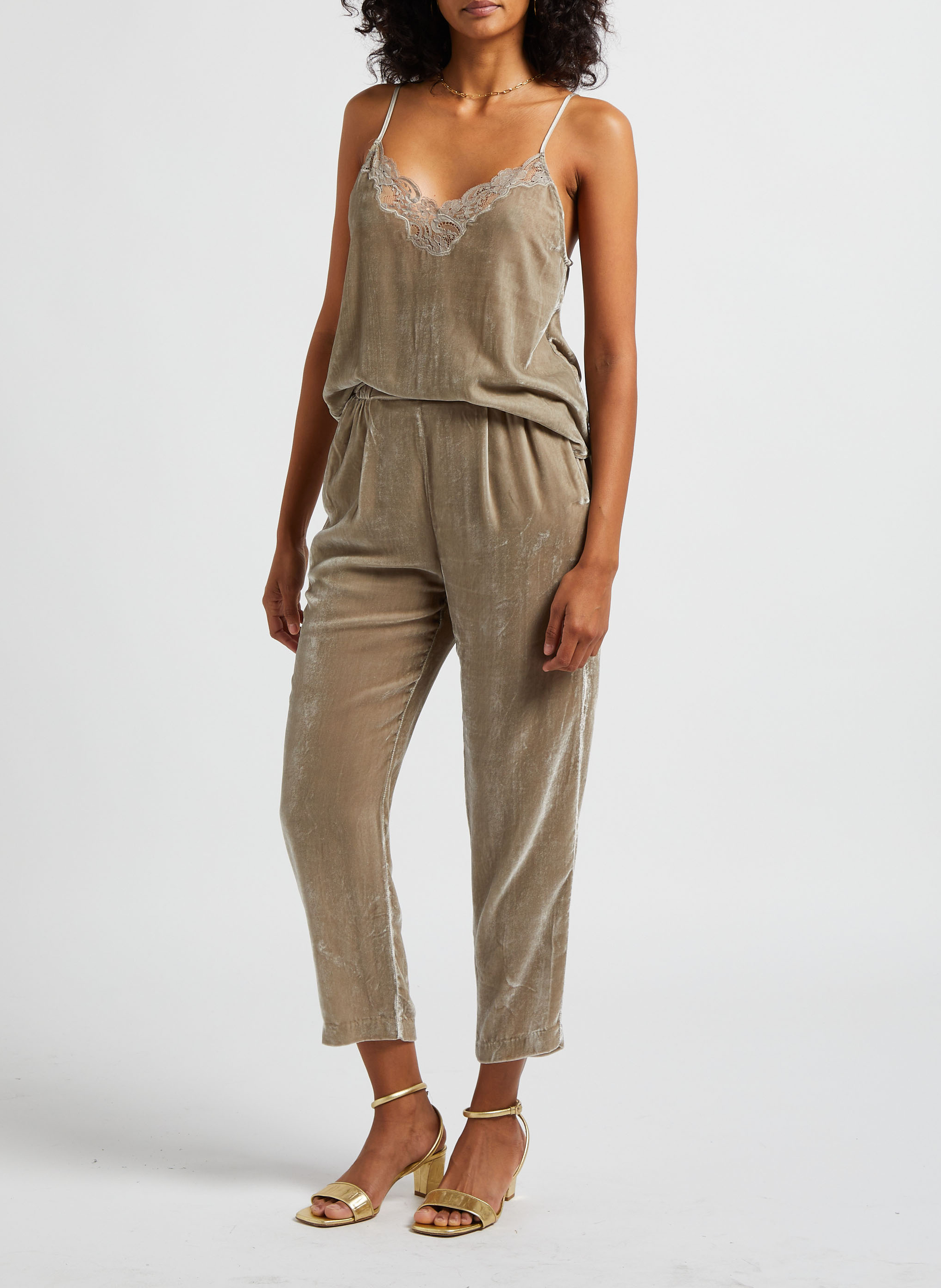 Gerade geschnittene Samthose MES DEMOISELLES Grau