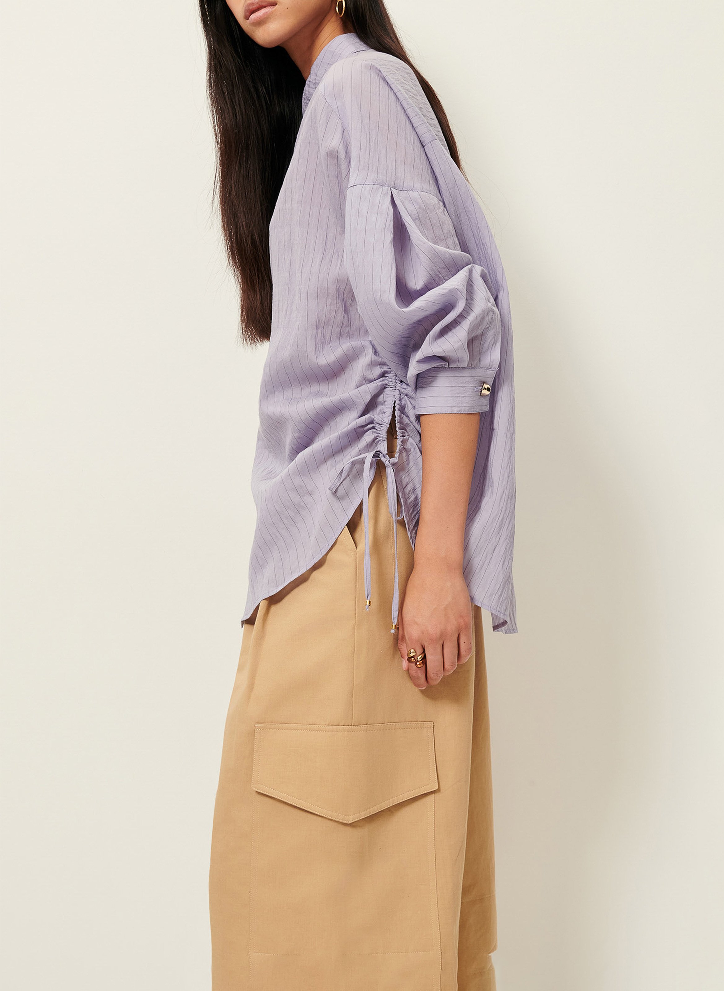 Buttoned striped decorated shirt with long sleeves SESSUN