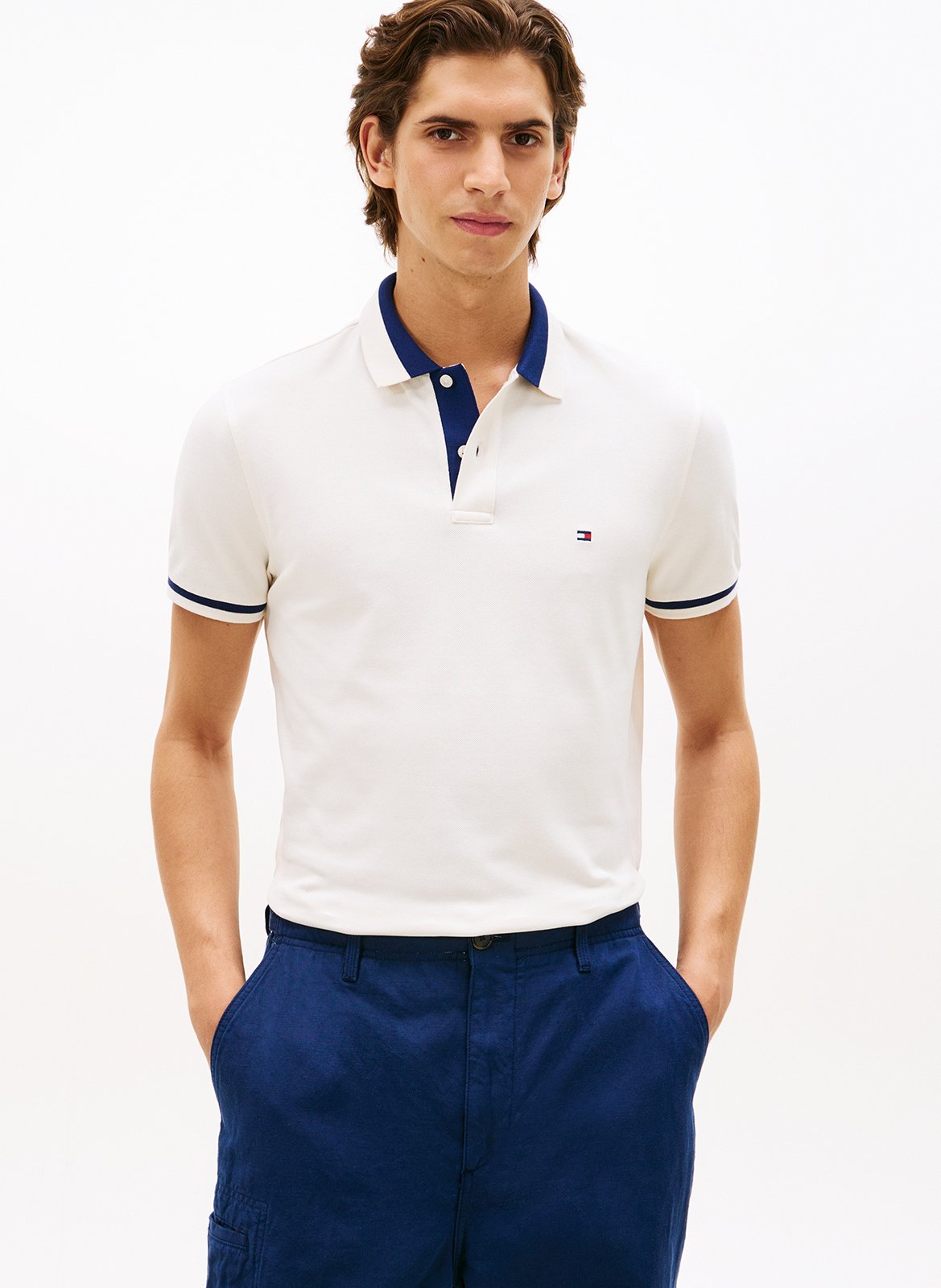Polo droit en coton bio mélangé TOMMY HILFIGER Yellow