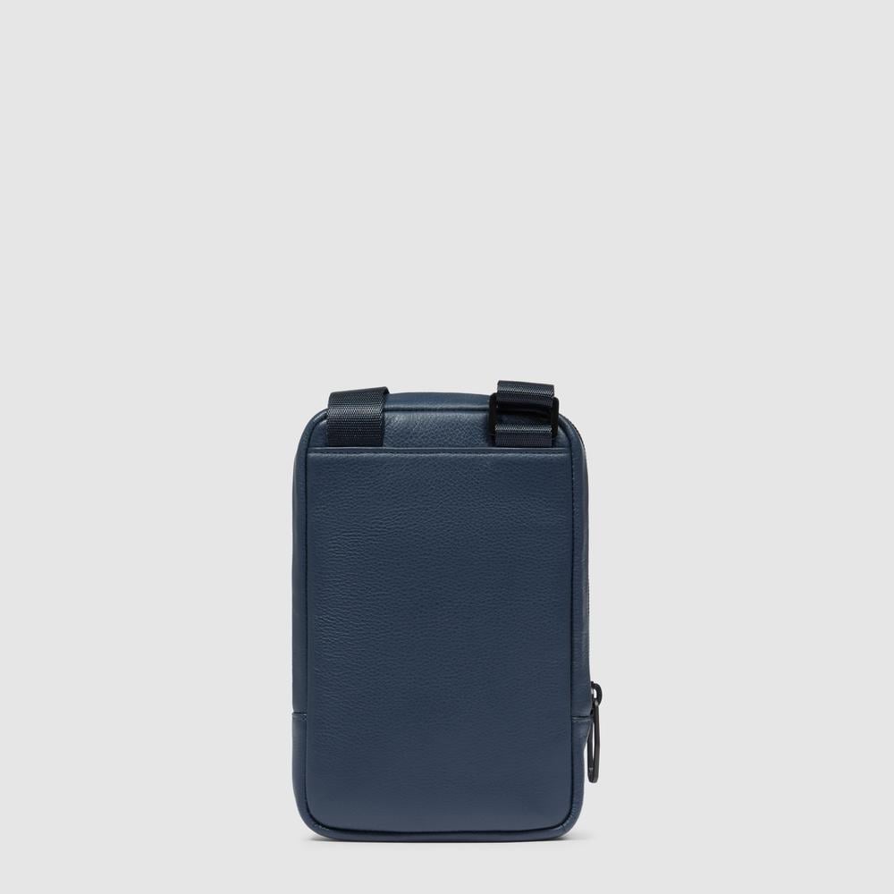 Leather phone crossbody pouch with credit card holder and RFID protection Blue