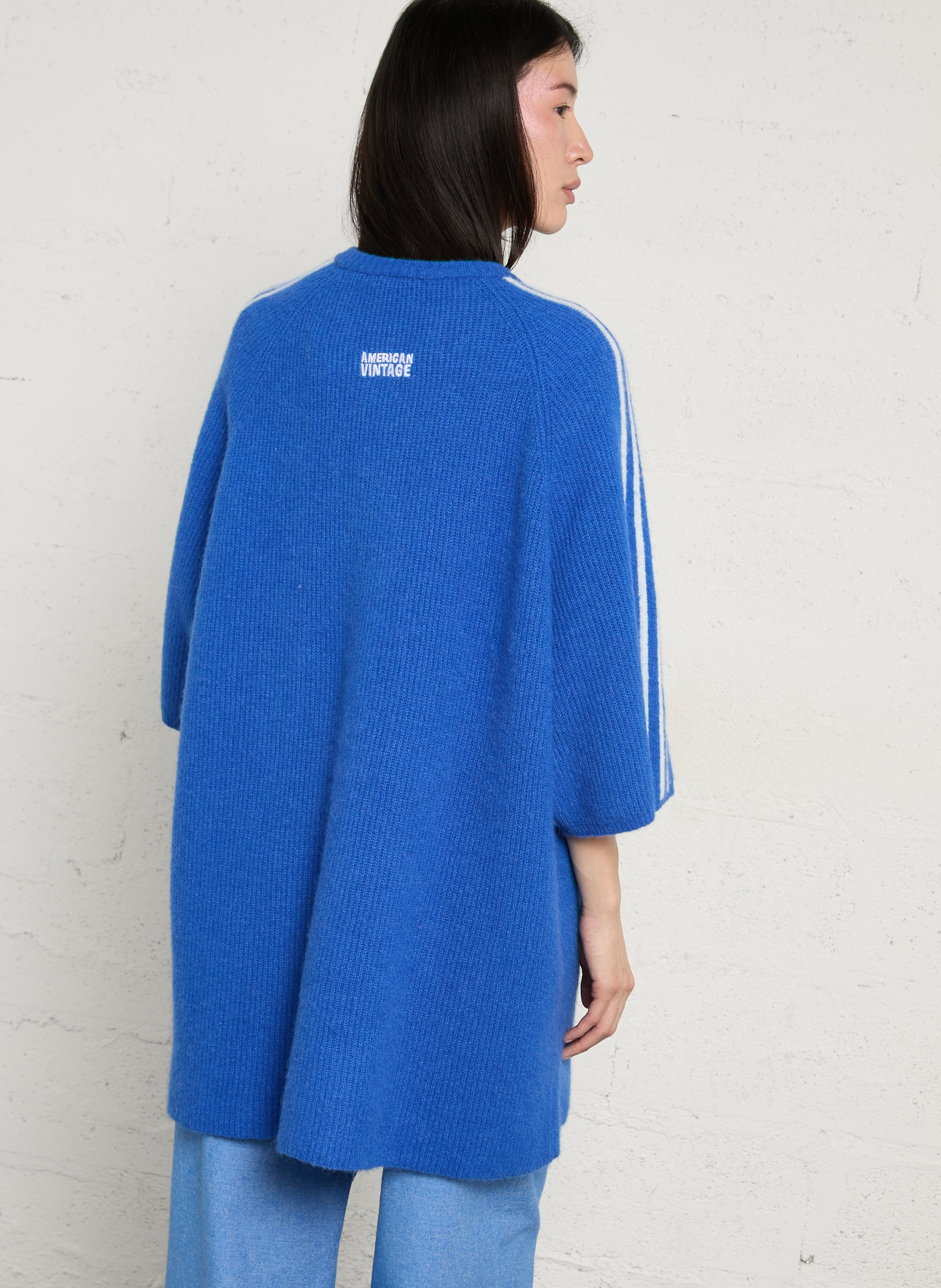 Straight round-neck knit cardigan AMERICAN VINTAGE Blue