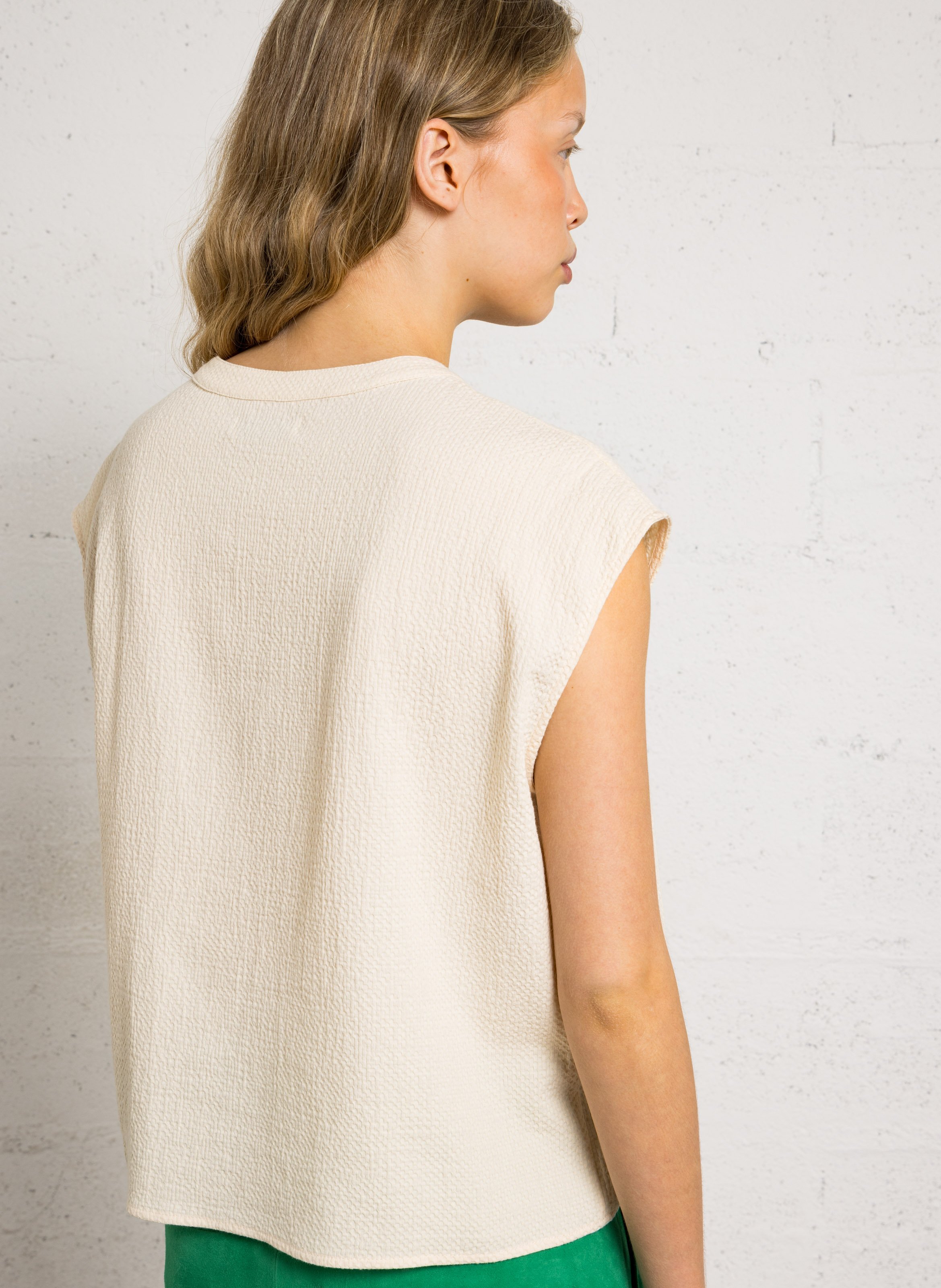 Top ample col rond en coton BELLEPIECE Beige