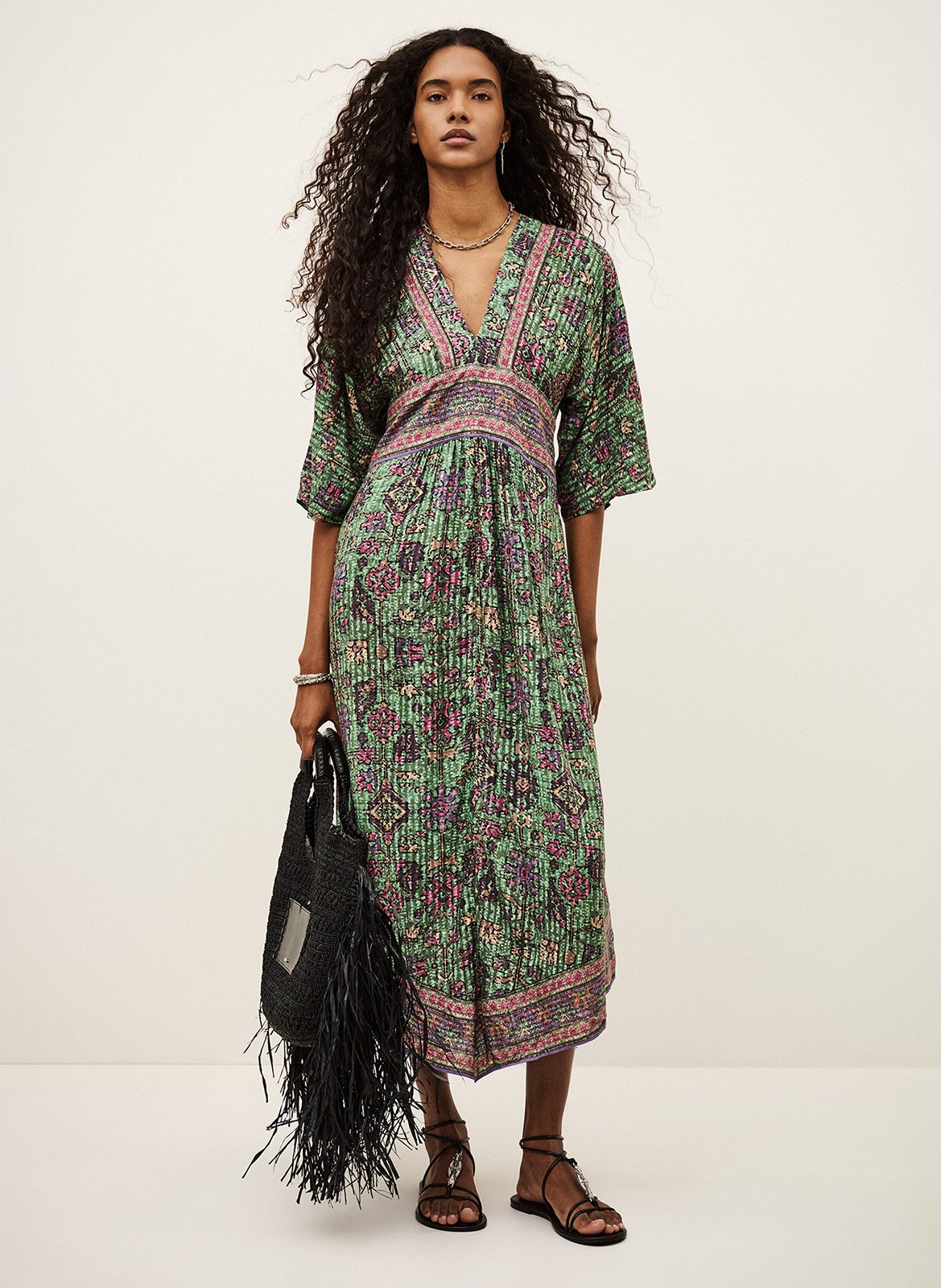 Robe longue col V BA&SH Vert