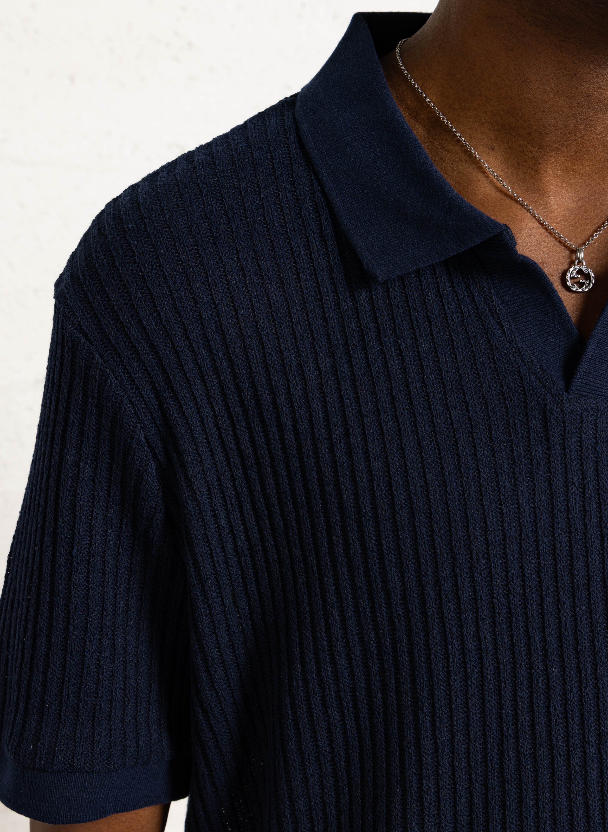 Kurzärmeliges Poloshirt aus Baumwolle AU PRINTEMPS PARIS Blau