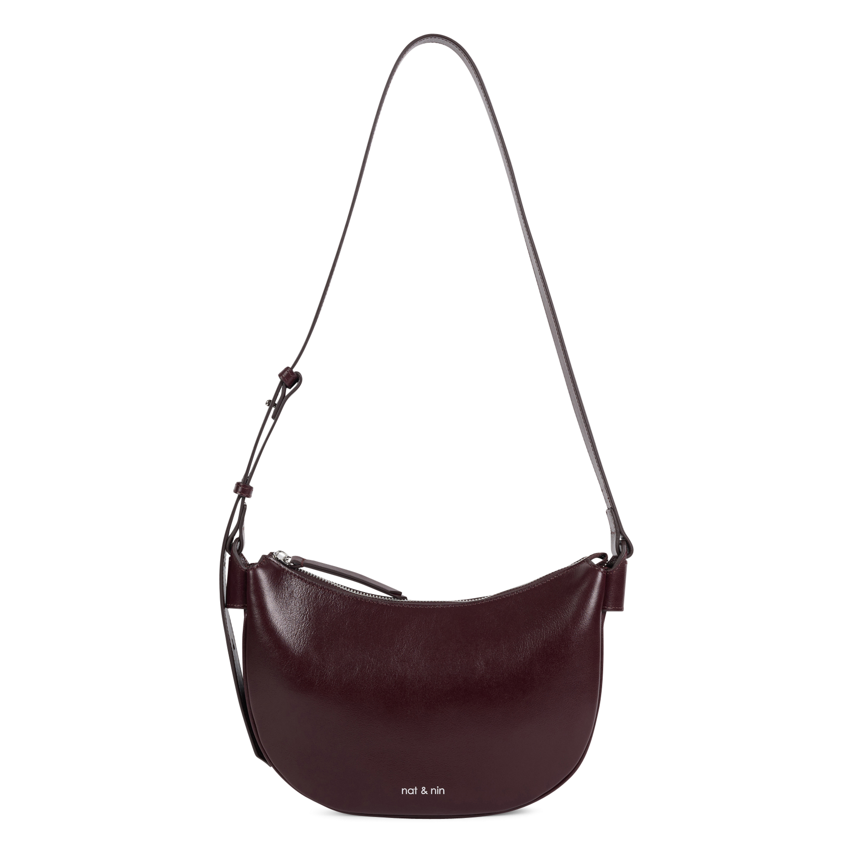 Sac bandoulière demi-lune en cuir NAT & NIN
