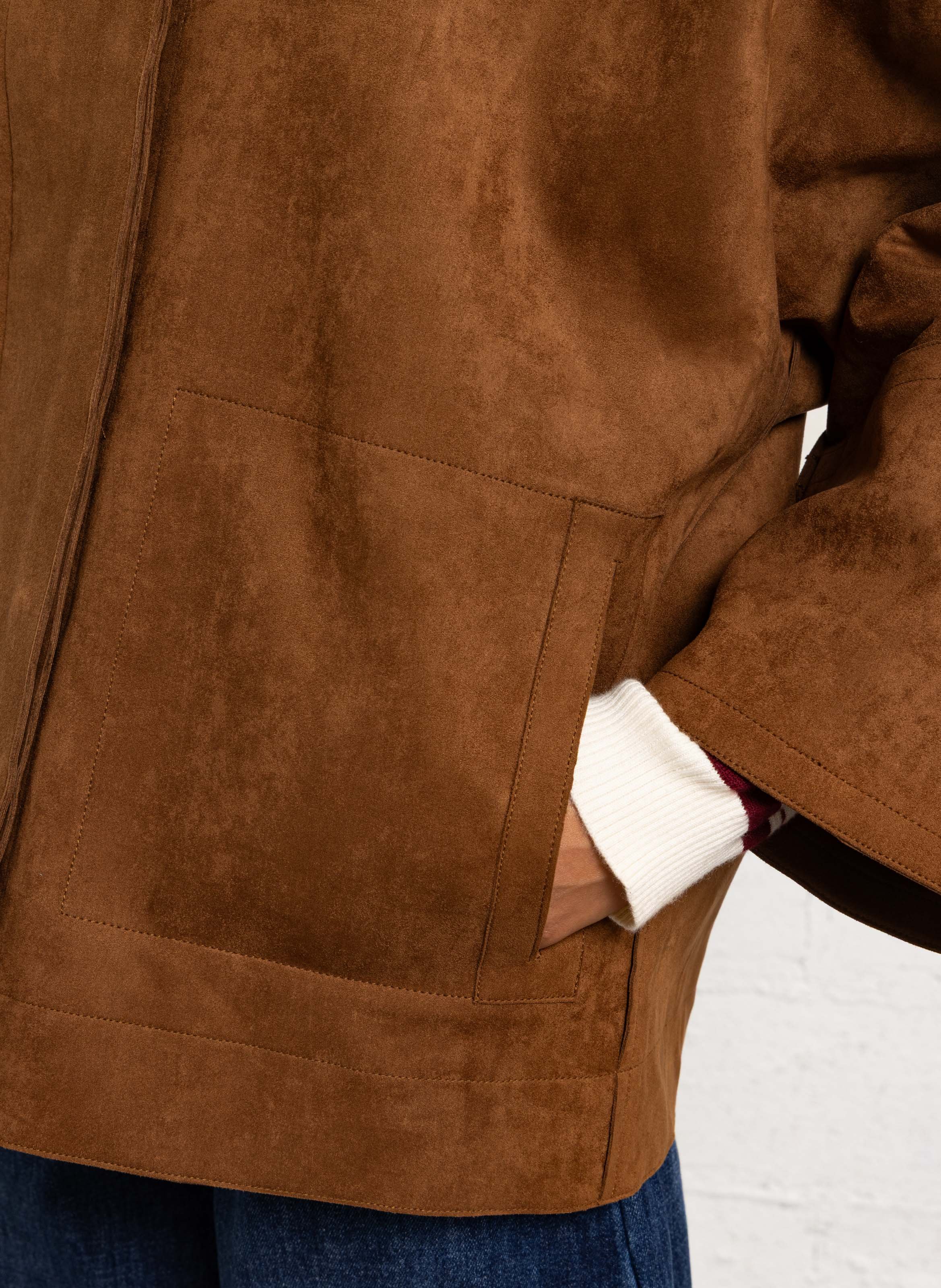Oversized suede coat  SUNCOO Brown