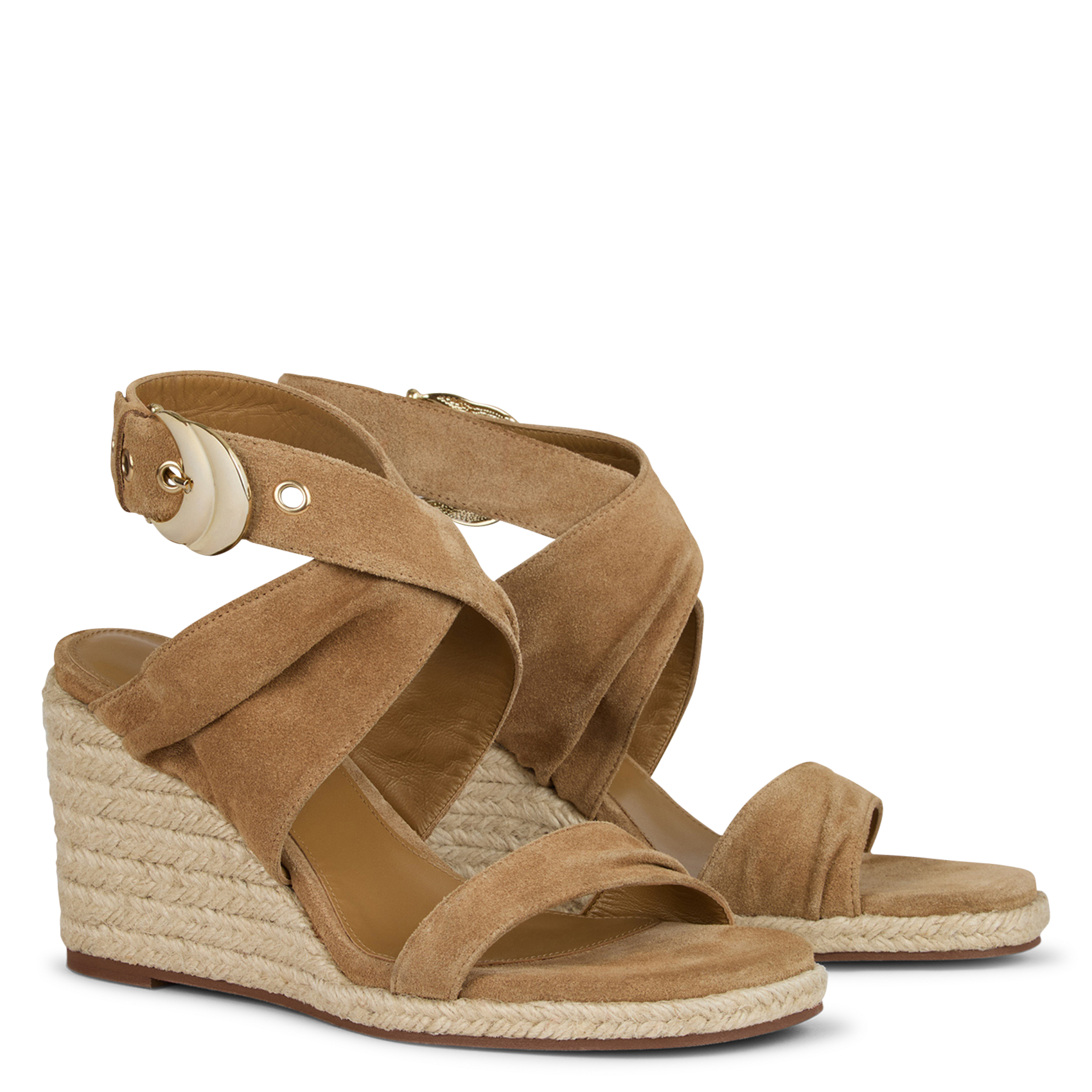 Sandales espadrilles en cuir velours BA&SH Beige