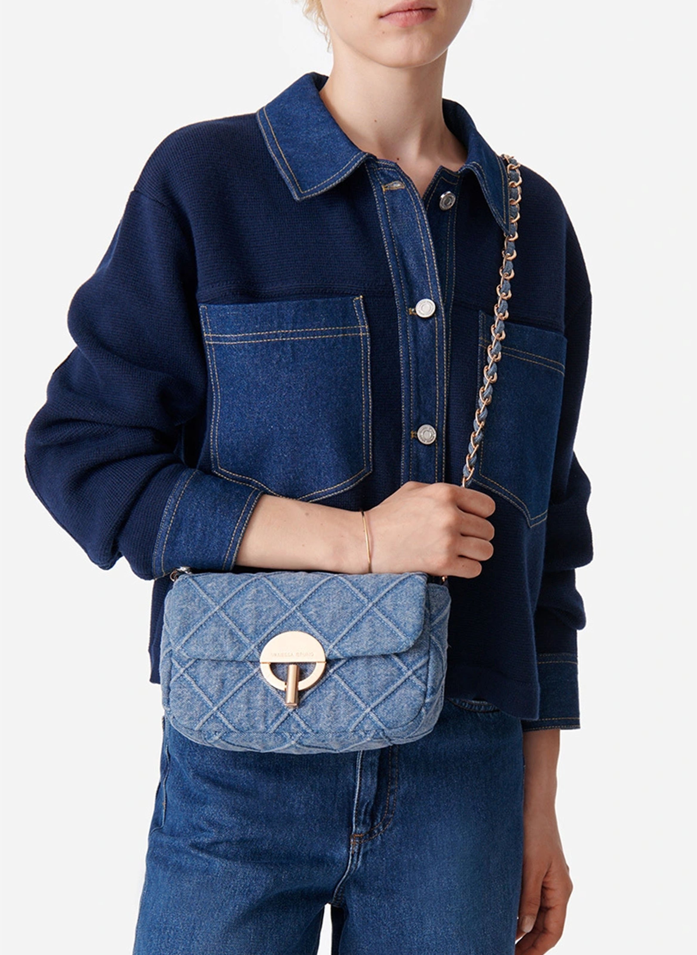 Sac bandoulière en coton VANESSA BRUNO Bleu