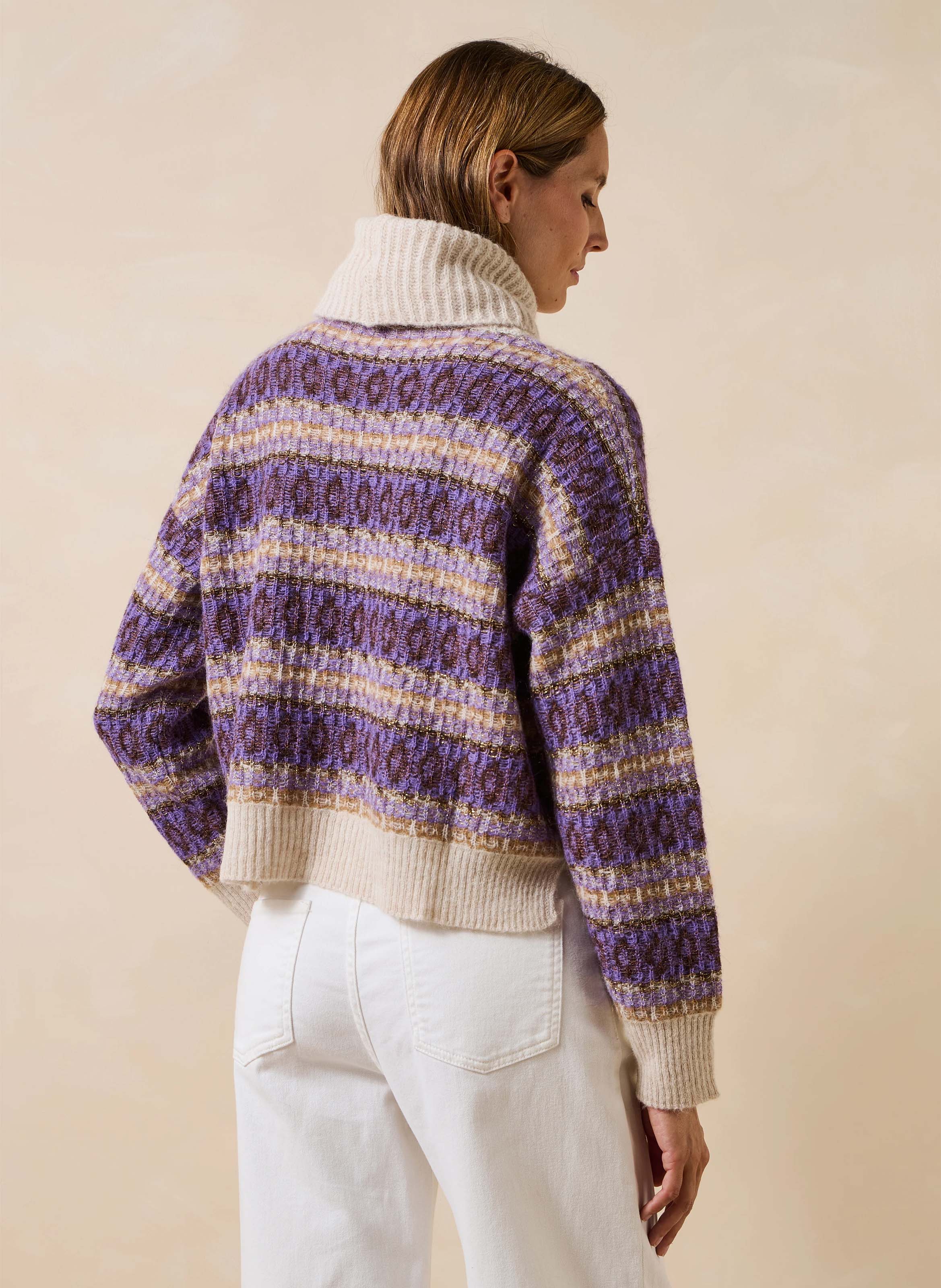 Oversized high-neck knit sweater LA FEE MARABOUTEE Purple